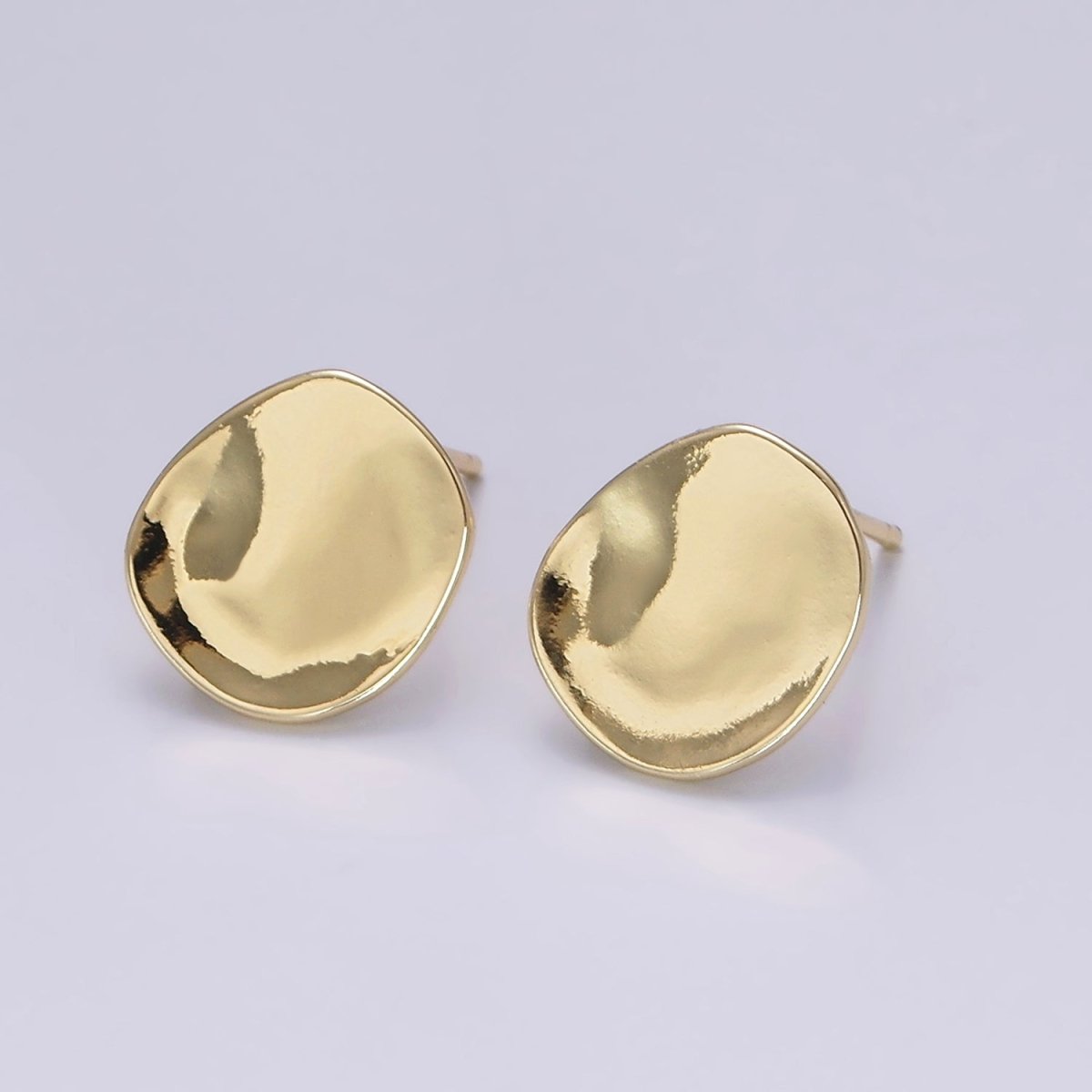 14K Gold Filled Dented Geometric Rounded Stud Earrings | Z606