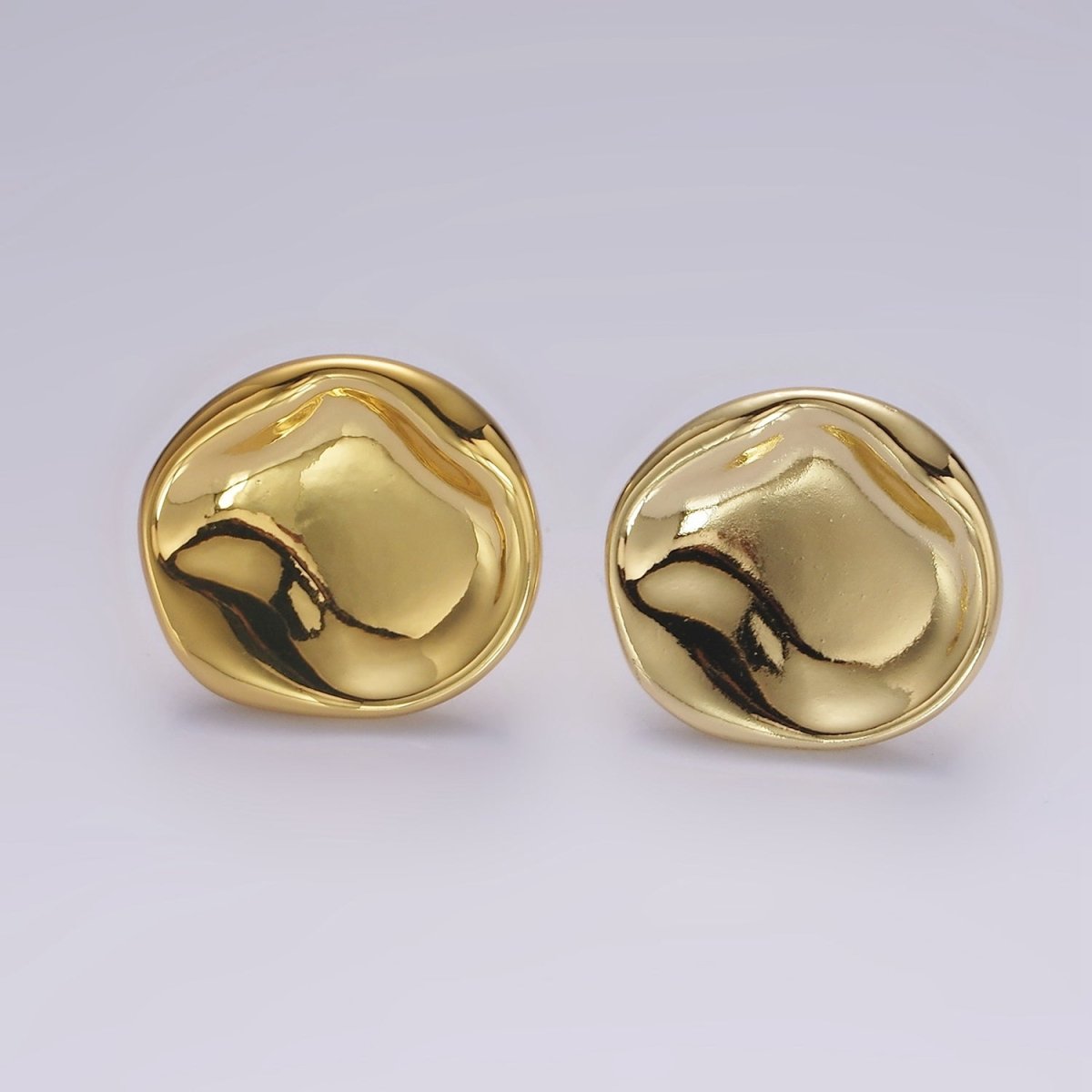 14K Gold Filled Dented Round Minimalist Stud Earrings | AE175