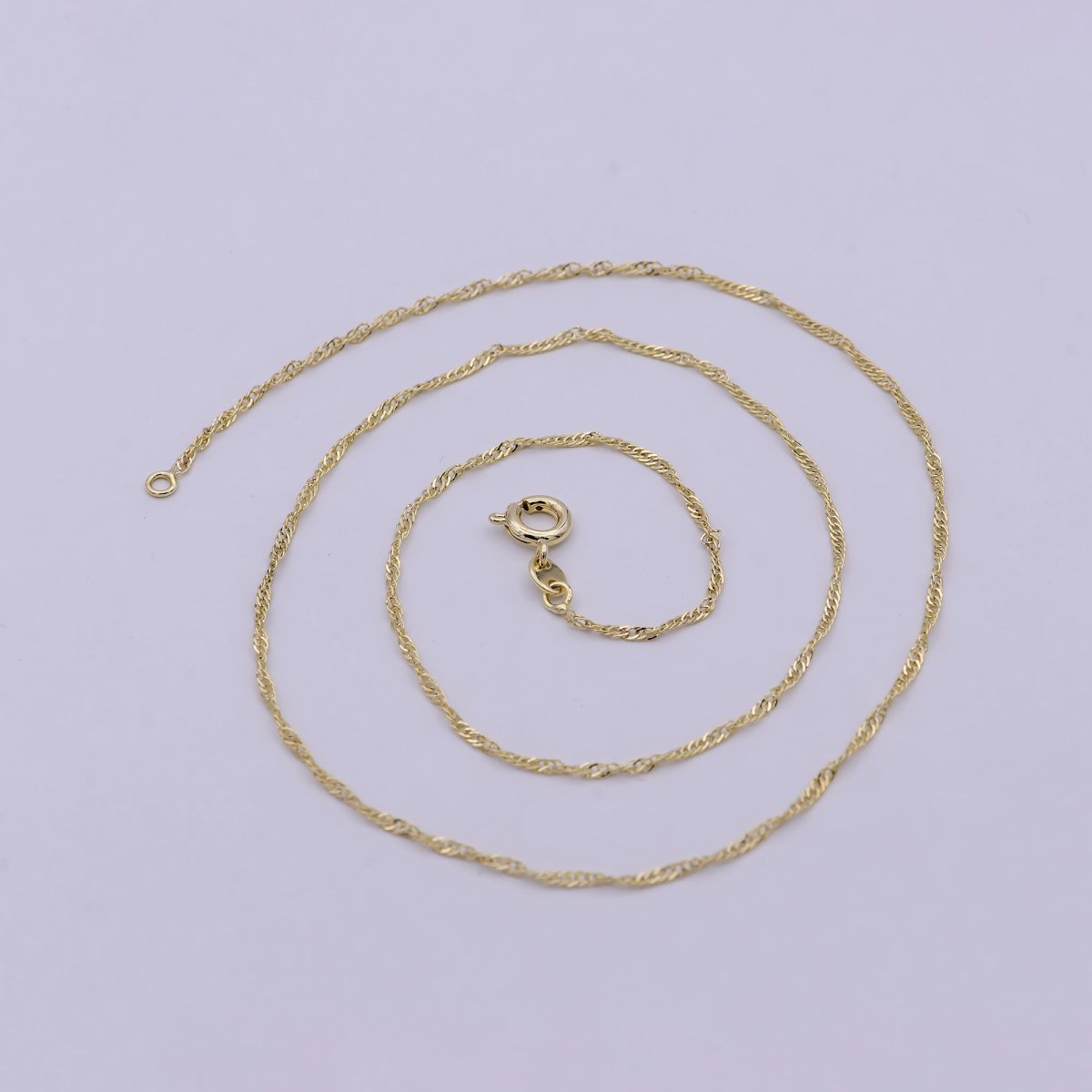 OS 14K Gold Filled Diamond Cut Singapore Chain Necklace 1.4mm Thin Dainty Chain, Gold Layer Chain | WA-541 Clearance Pricing