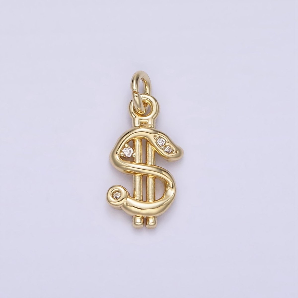 14K Gold Filled Dollar Money Sign Clear CZ Charm | AC900