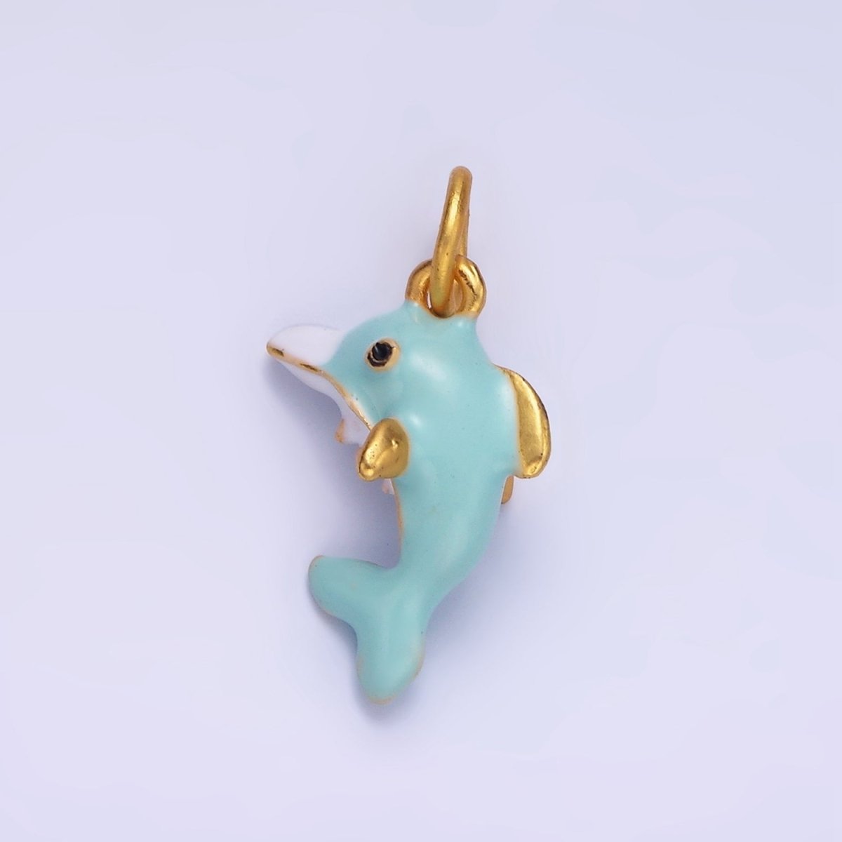 14K Gold Filled Dolphin Sea Animal Multicolor Pastel Enamel Charm | AG697