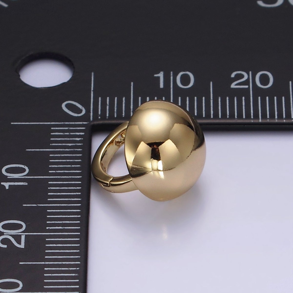 14K Gold Filled Dome Round Bead Minimalist 12mm Huggie Earrings | AE874