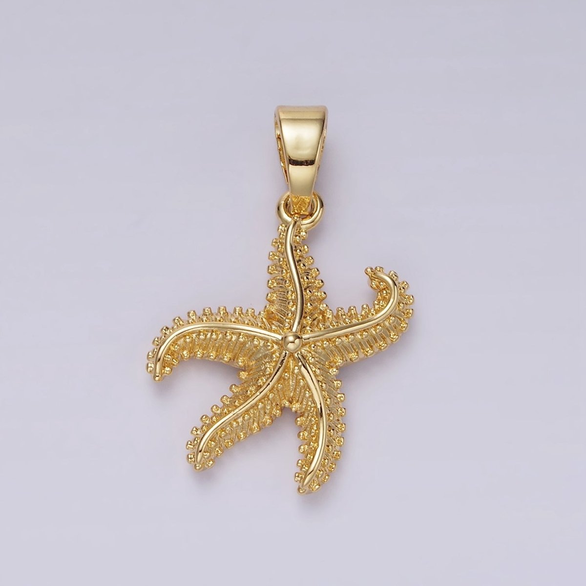 14K Gold Filled Dotted Textured Starfish Sea Animal Pendant | AH043