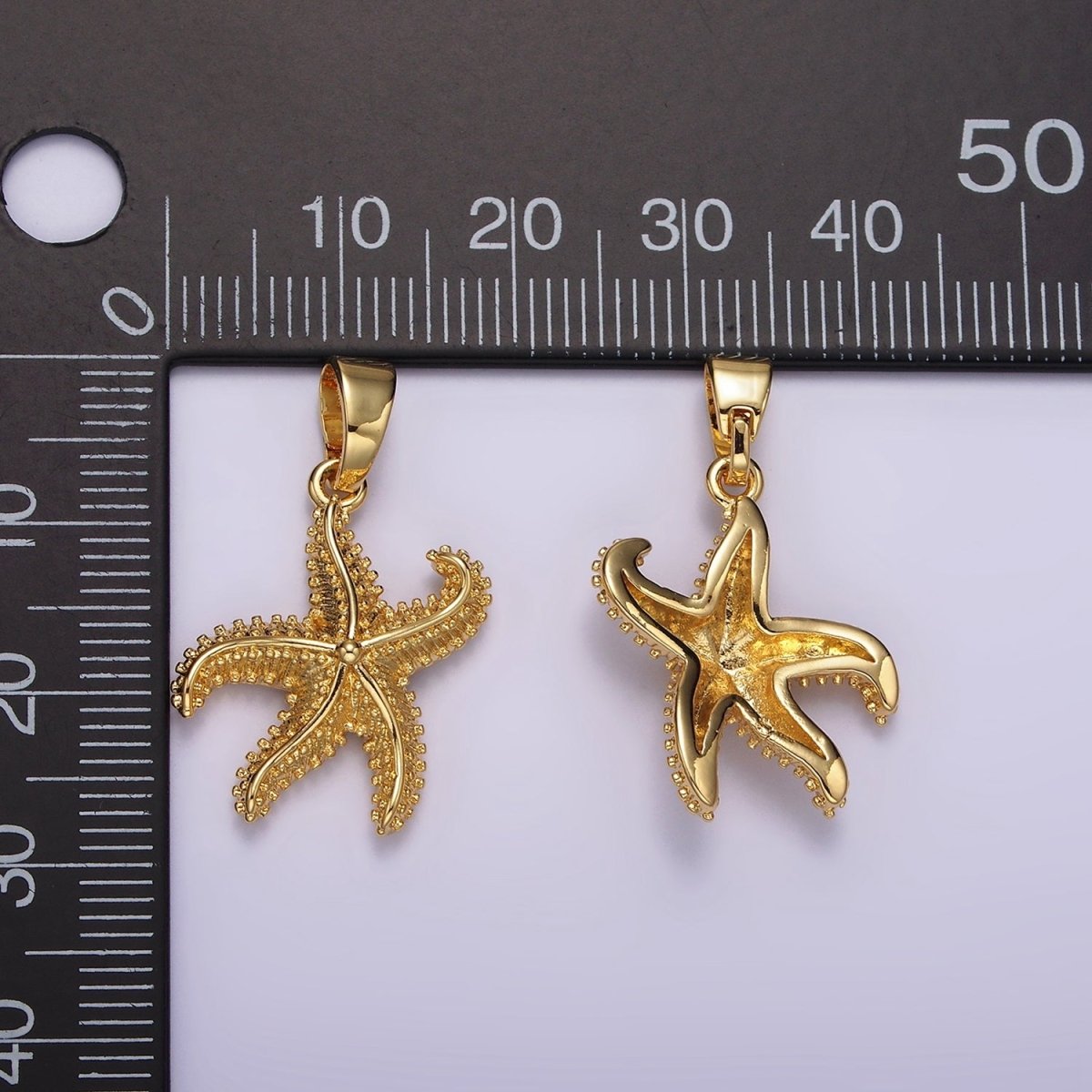 14K Gold Filled Dotted Textured Starfish Sea Animal Pendant | AH043