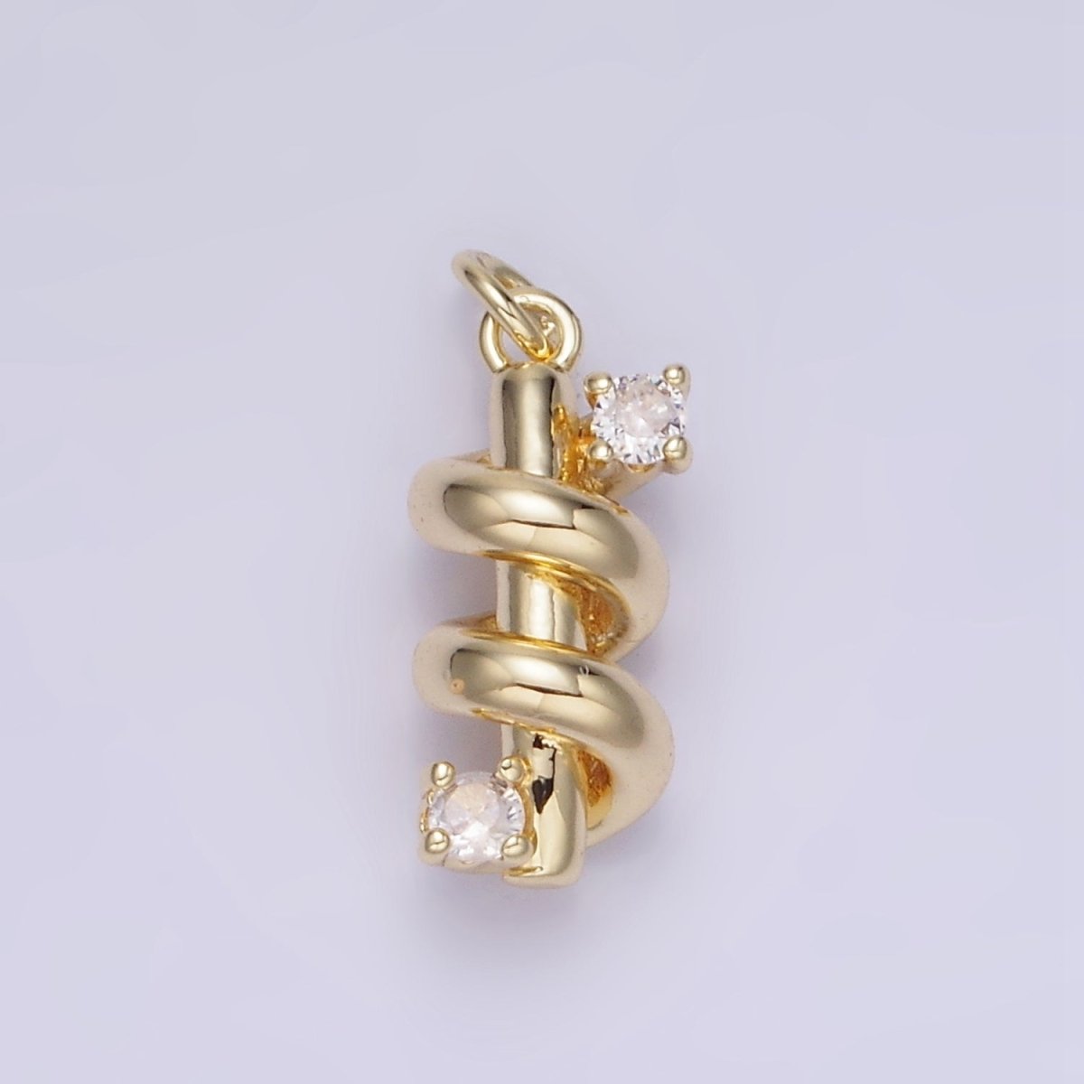 14K Gold Filled Double CZ Bar Band Twirl Charm | AG737