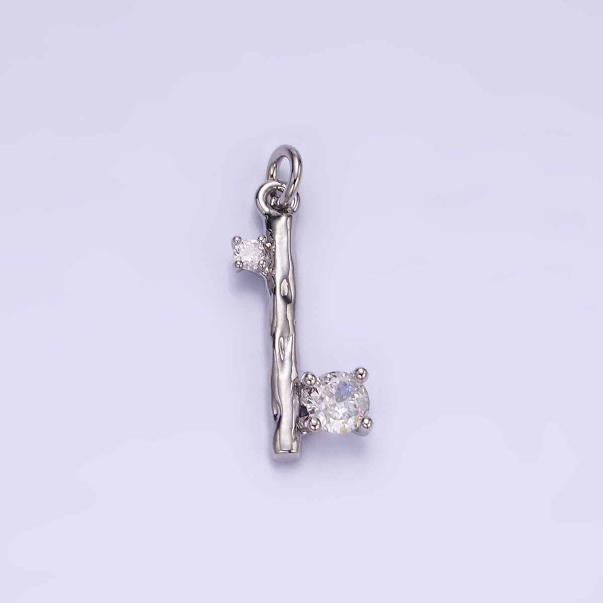 14K Gold Filled Double CZ Hammered Band Bar Charm in Gold & Silver | W546