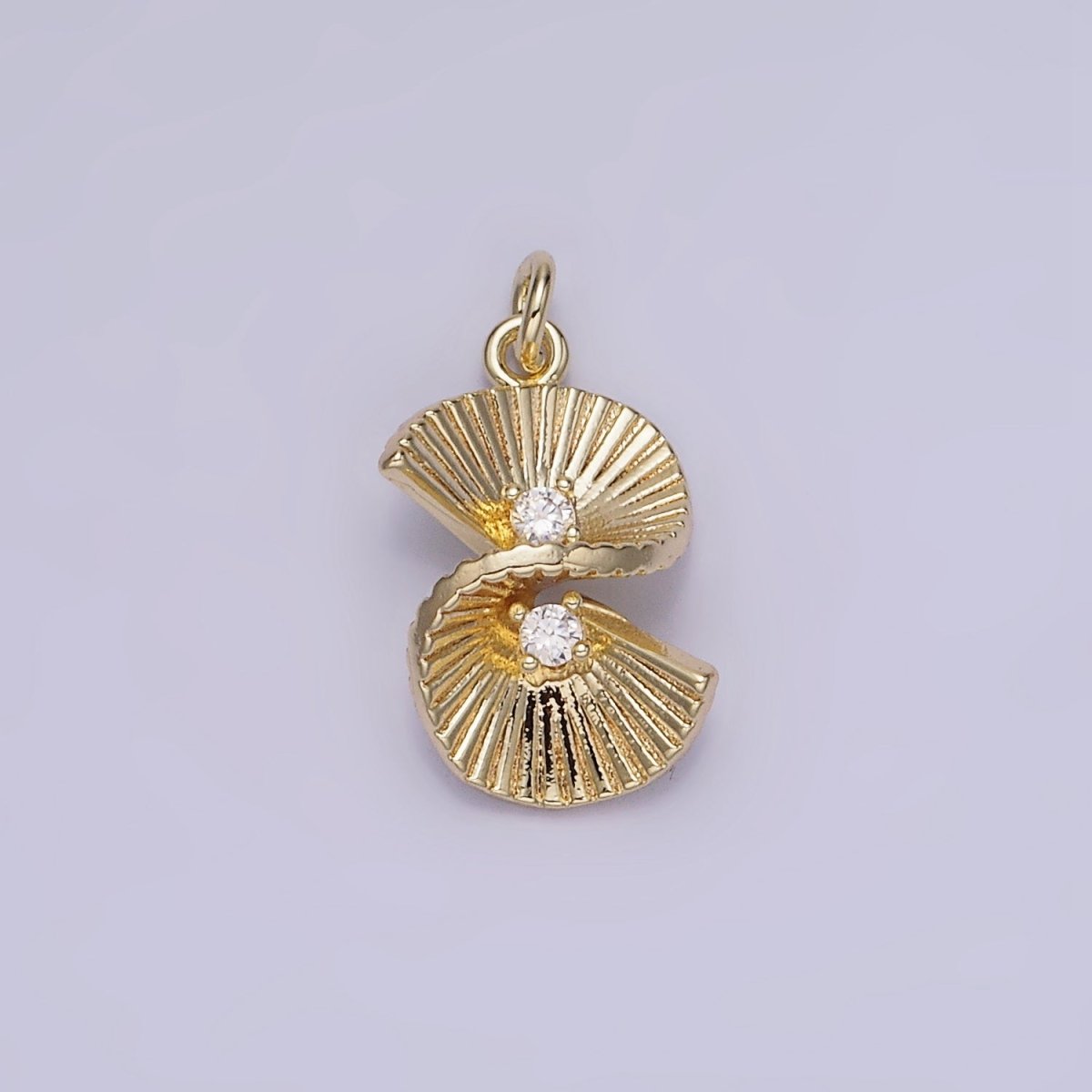 14K Gold Filled Double CZ Sunburst Twirled Infinity Charm | AG724