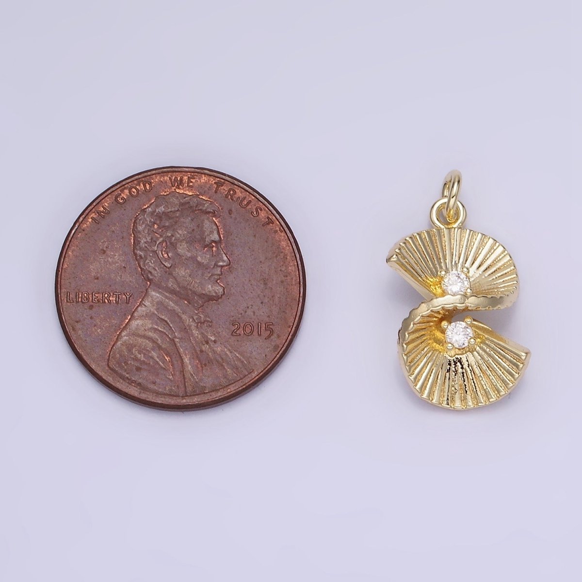 14K Gold Filled Double CZ Sunburst Twirled Infinity Charm | AG724