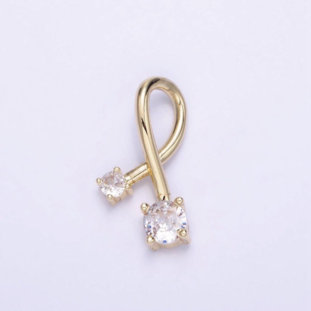 14K Gold Filled Double CZ Twirl Band Charm | AA1202