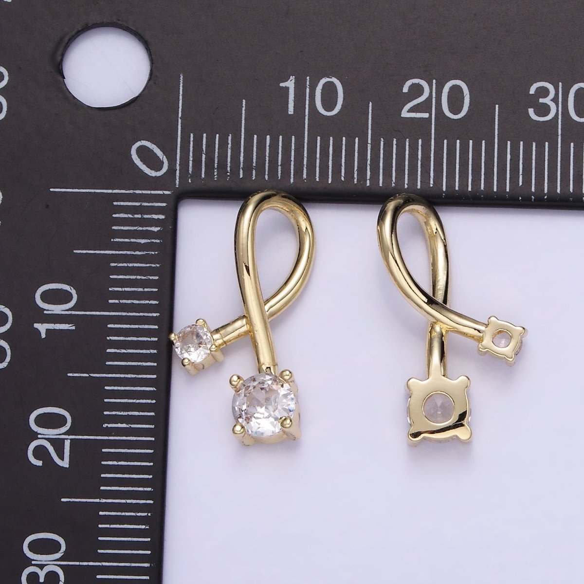 14K Gold Filled Double CZ Twirl Band Charm | AA1202