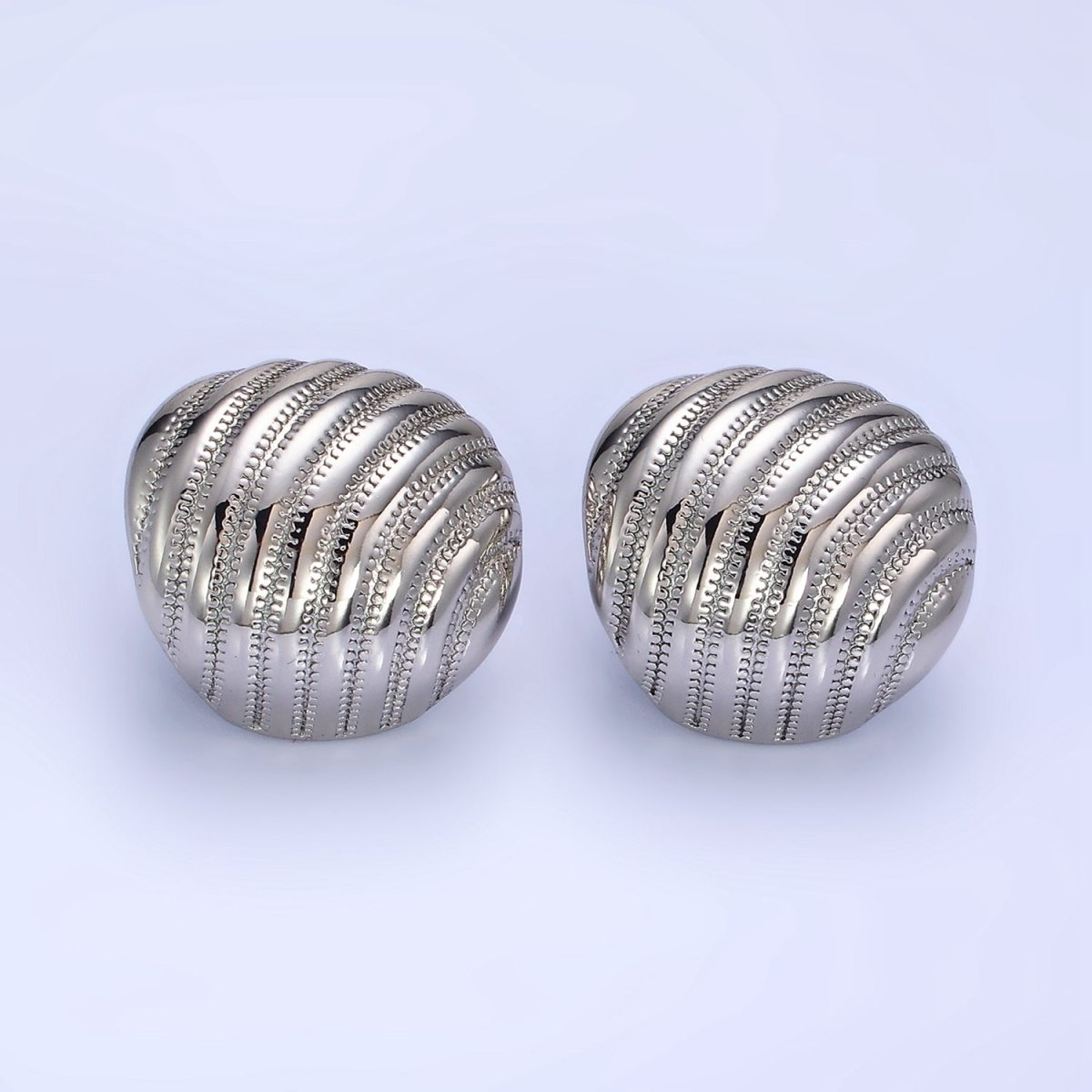 14K Gold Filled Double Dotted Zipper Dome Stud Earrings in Gold & Silver | P460 P461