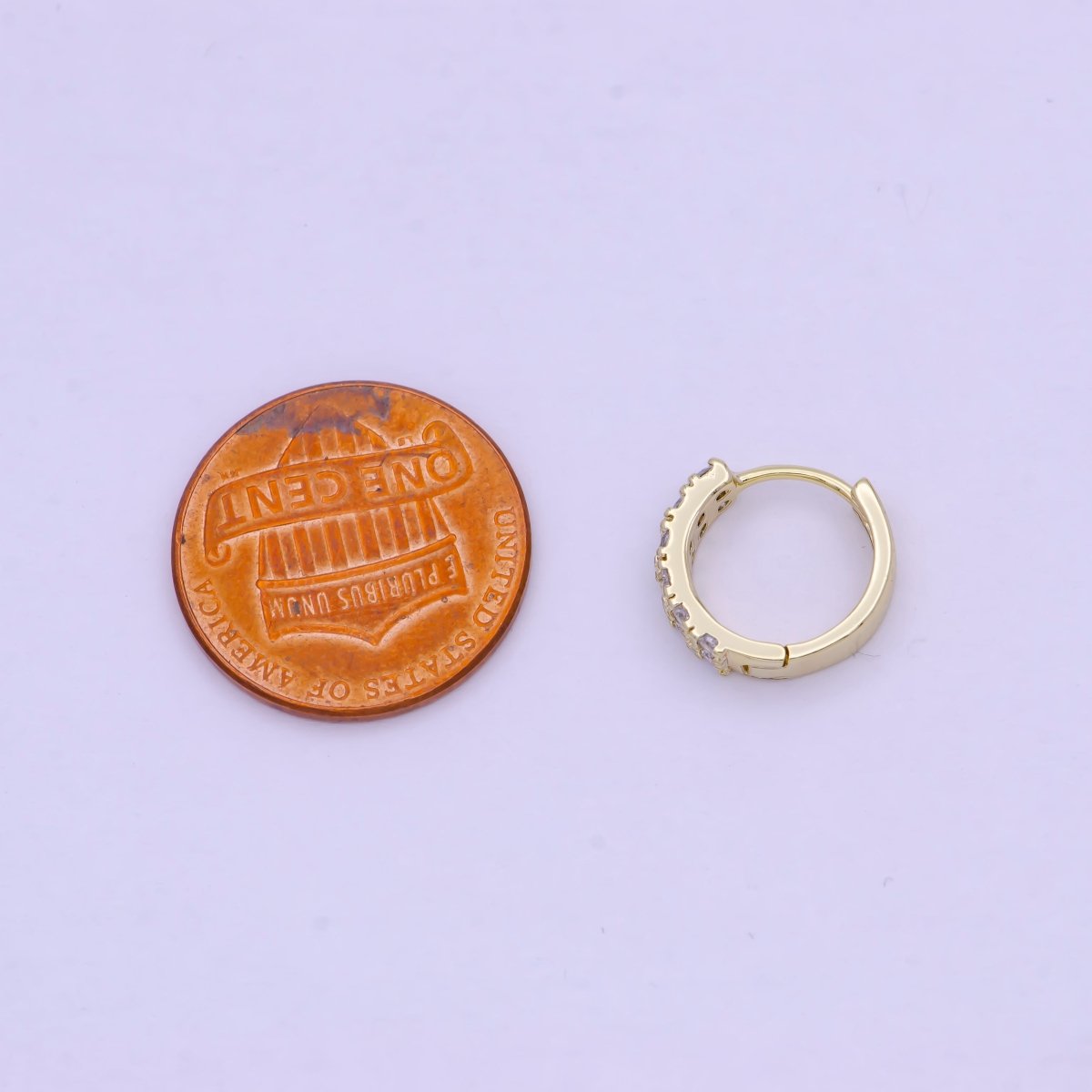 14K Gold Filled Double Micro Paved CZ 11.5mm Huggie Cartilage Hoops Earrings Q-022