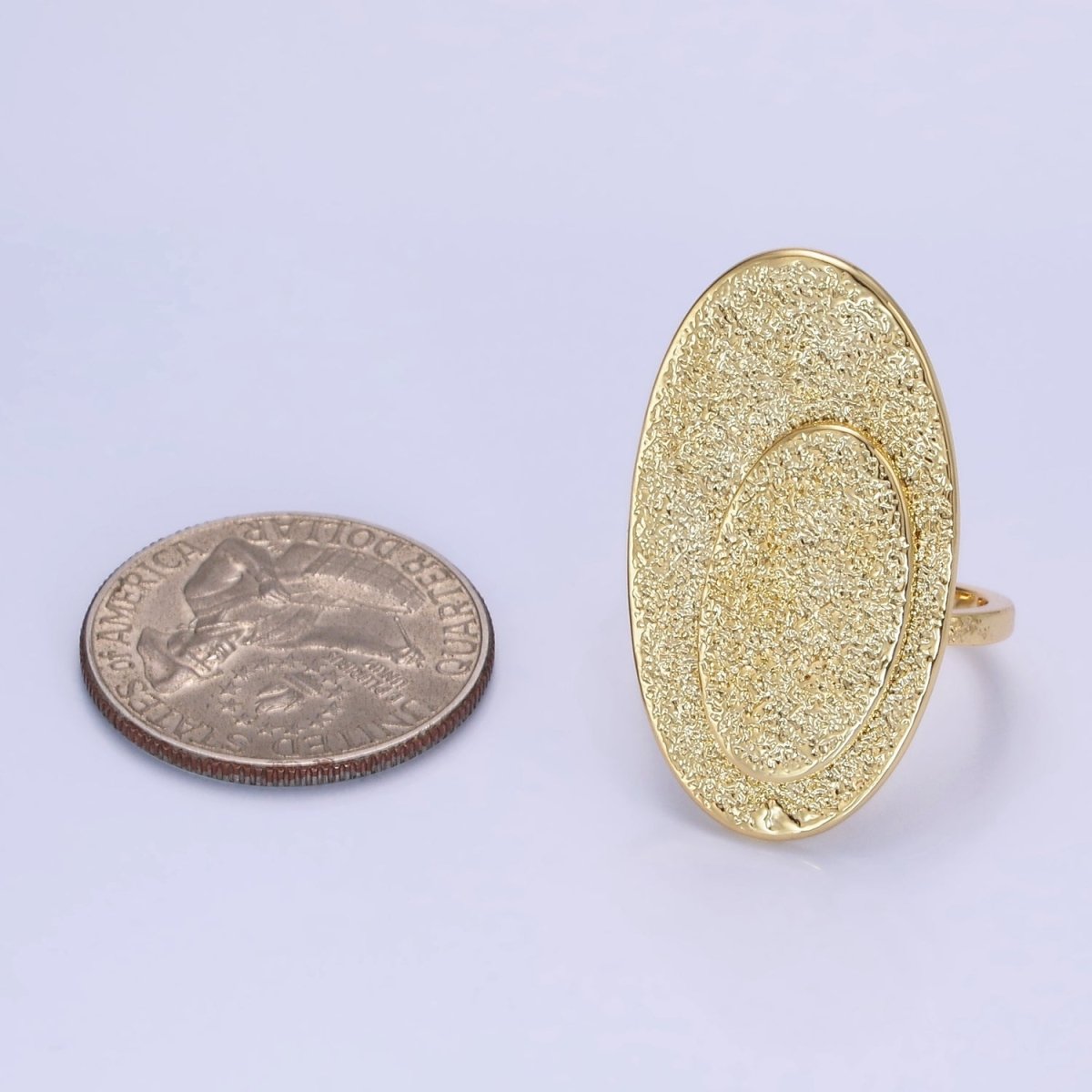 14K Gold Filled Double Oval Hammered Ring | O1321