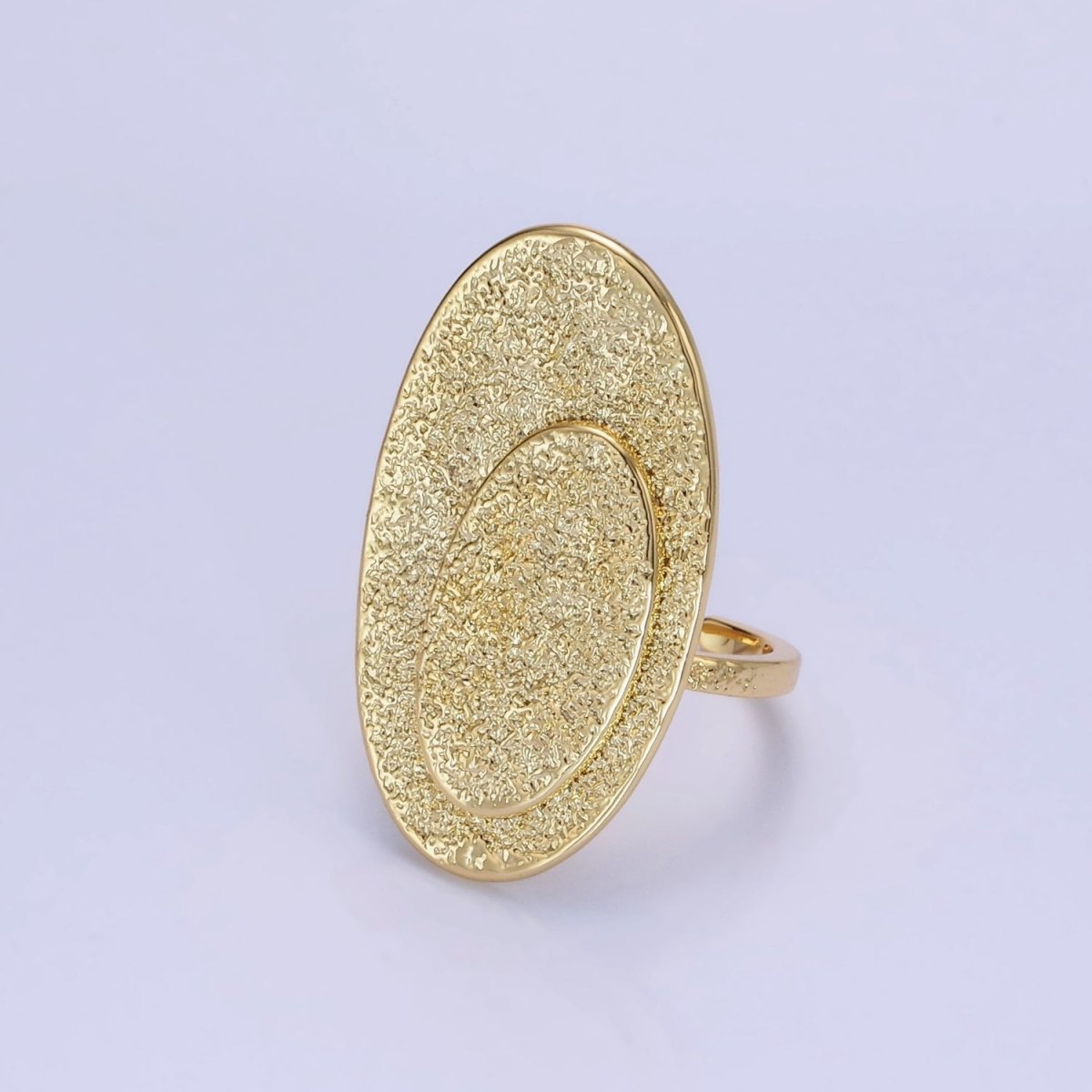 14K Gold Filled Double Oval Hammered Ring | O1321