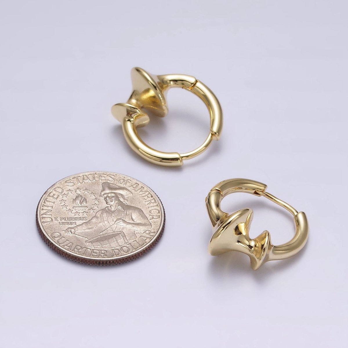 14K Gold Filled Double Sphere Geometric 20mm Huggie Earrings in Gold & Silver | AE819 AE820