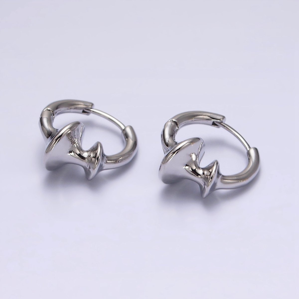 14K Gold Filled Double Sphere Geometric 20mm Huggie Earrings in Gold & Silver | AE819 AE820