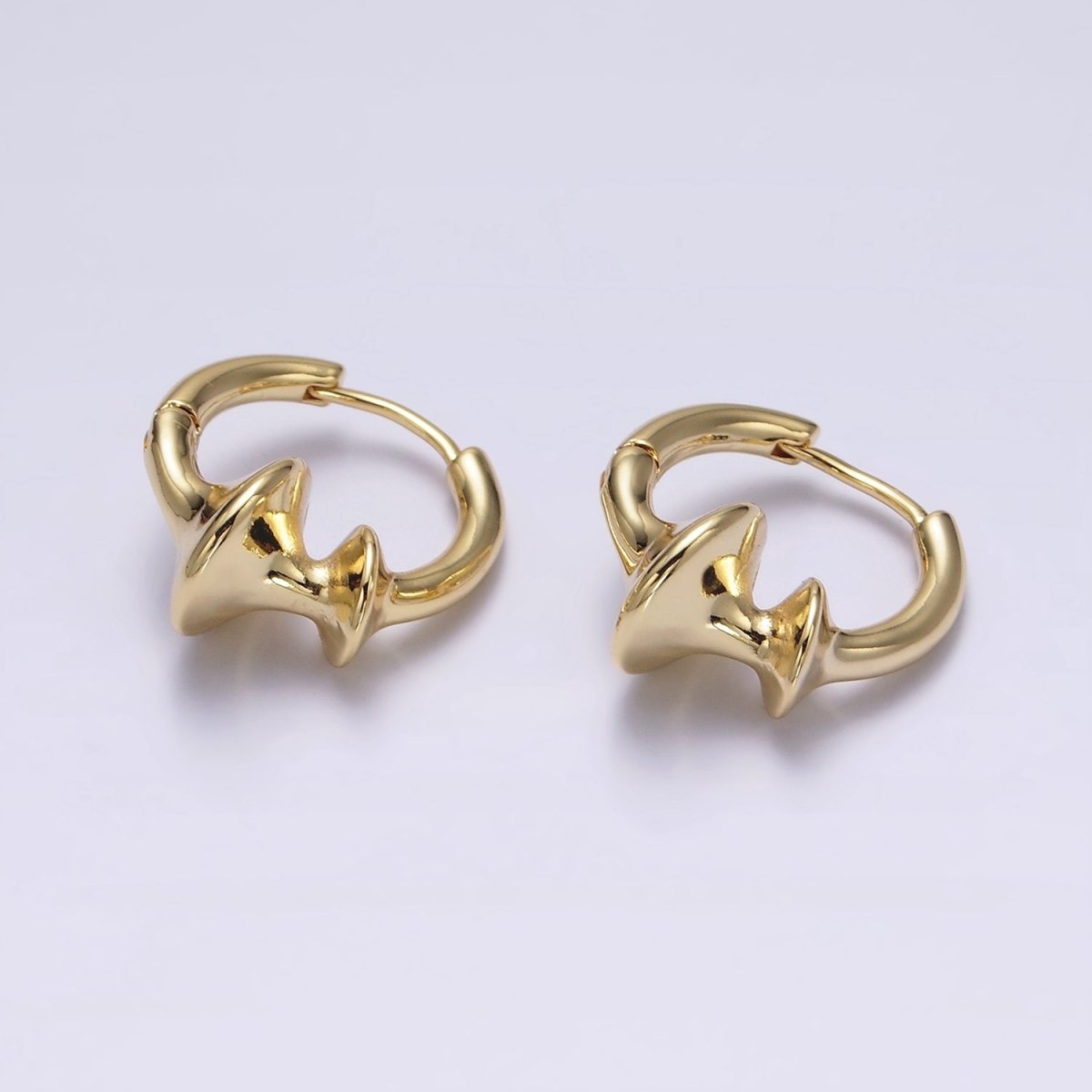 14K Gold Filled Double Sphere Geometric 20mm Huggie Earrings in Gold & Silver | AE819 AE820