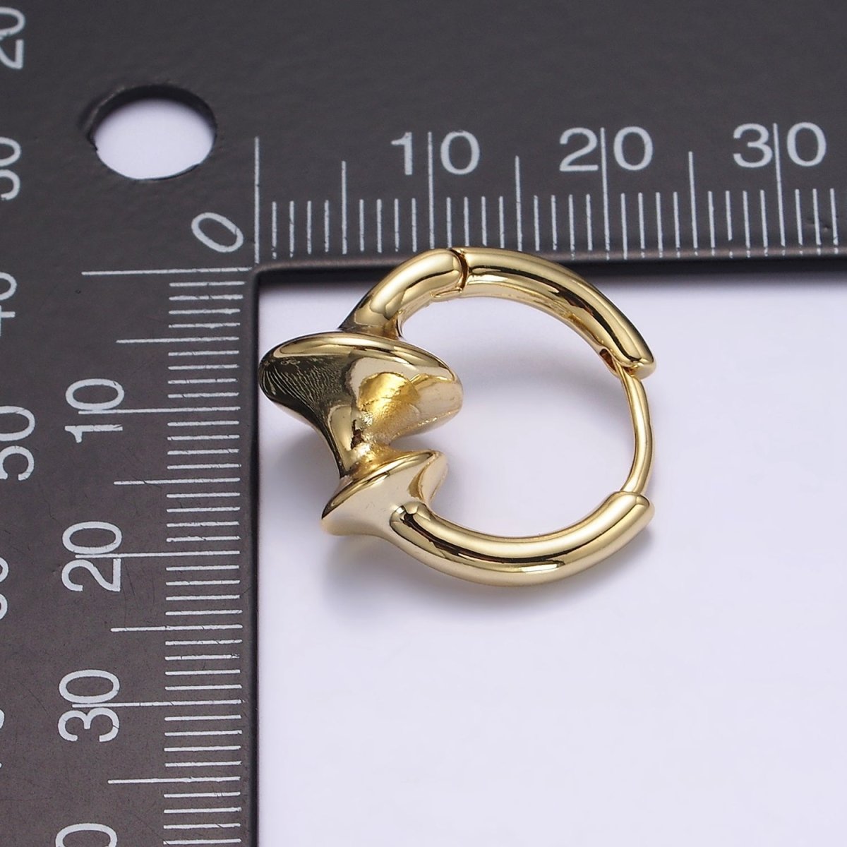 14K Gold Filled Double Sphere Geometric 20mm Huggie Earrings in Gold & Silver | AE819 AE820