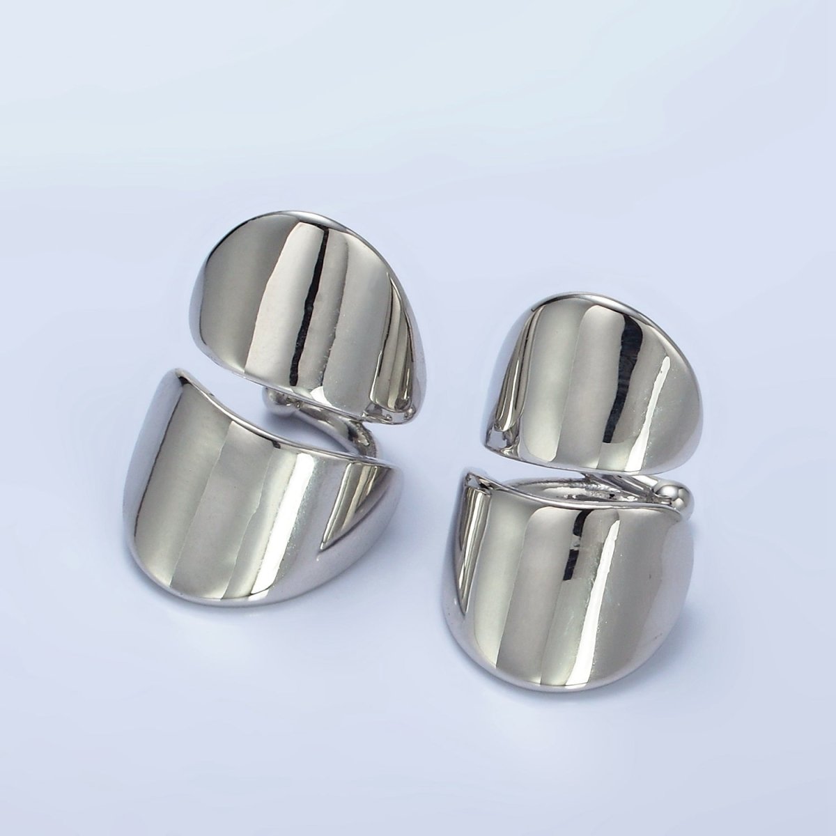 14K Gold Filled Double Wide Band 1 Pair Ear Cuff Earrings in Gold & Silver | AI159 AI160