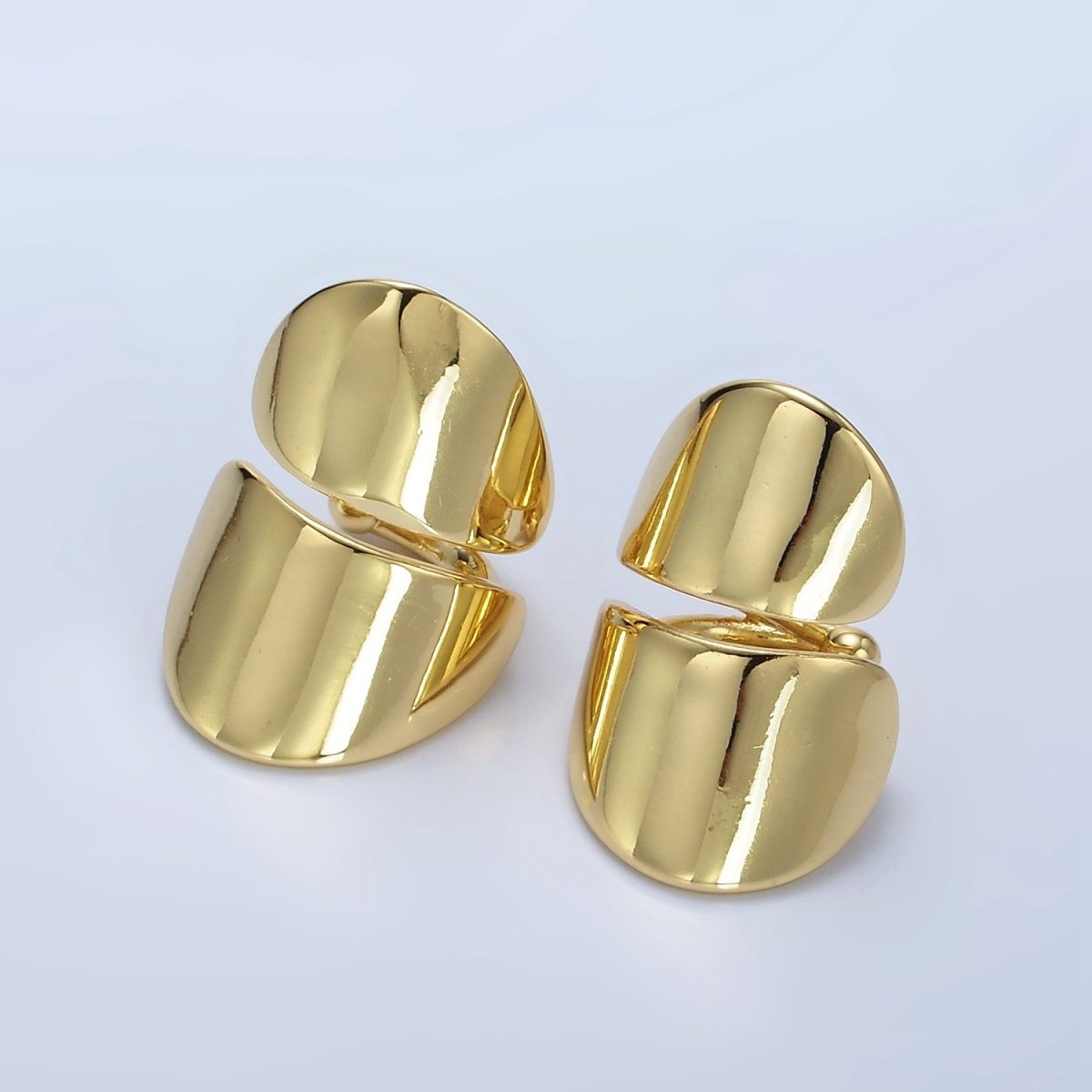 14K Gold Filled Double Wide Band 1 Pair Ear Cuff Earrings in Gold & Silver | AI159 AI160