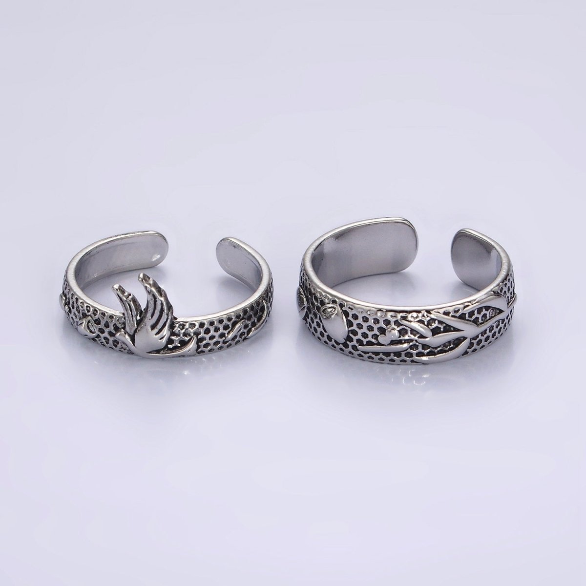 14K Gold Filled Dove Rose Flower Dotted Ring Set in Silver & Gold | O1067
