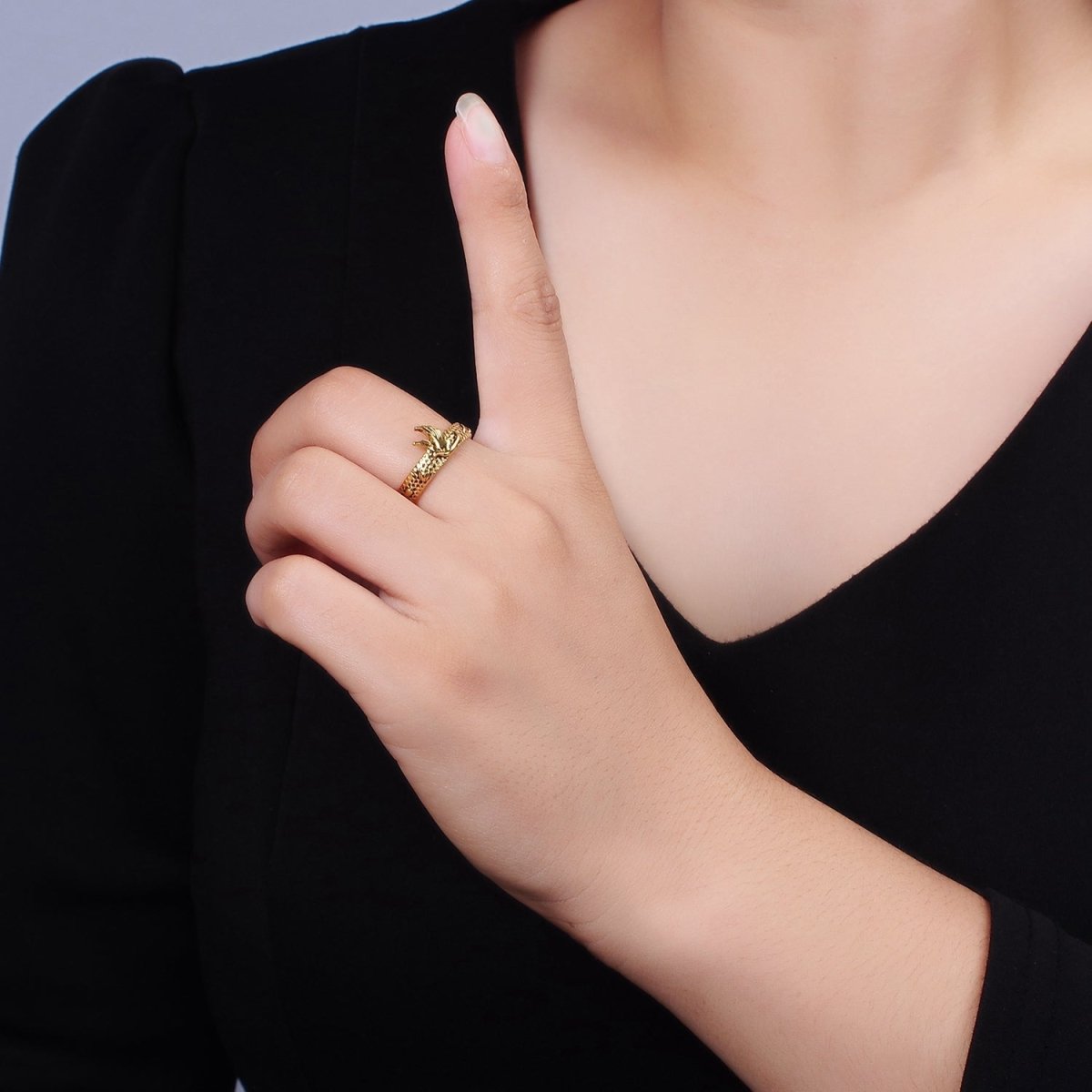 14K Gold Filled Dove Rose Flower Dotted Ring Set in Silver & Gold | O1067