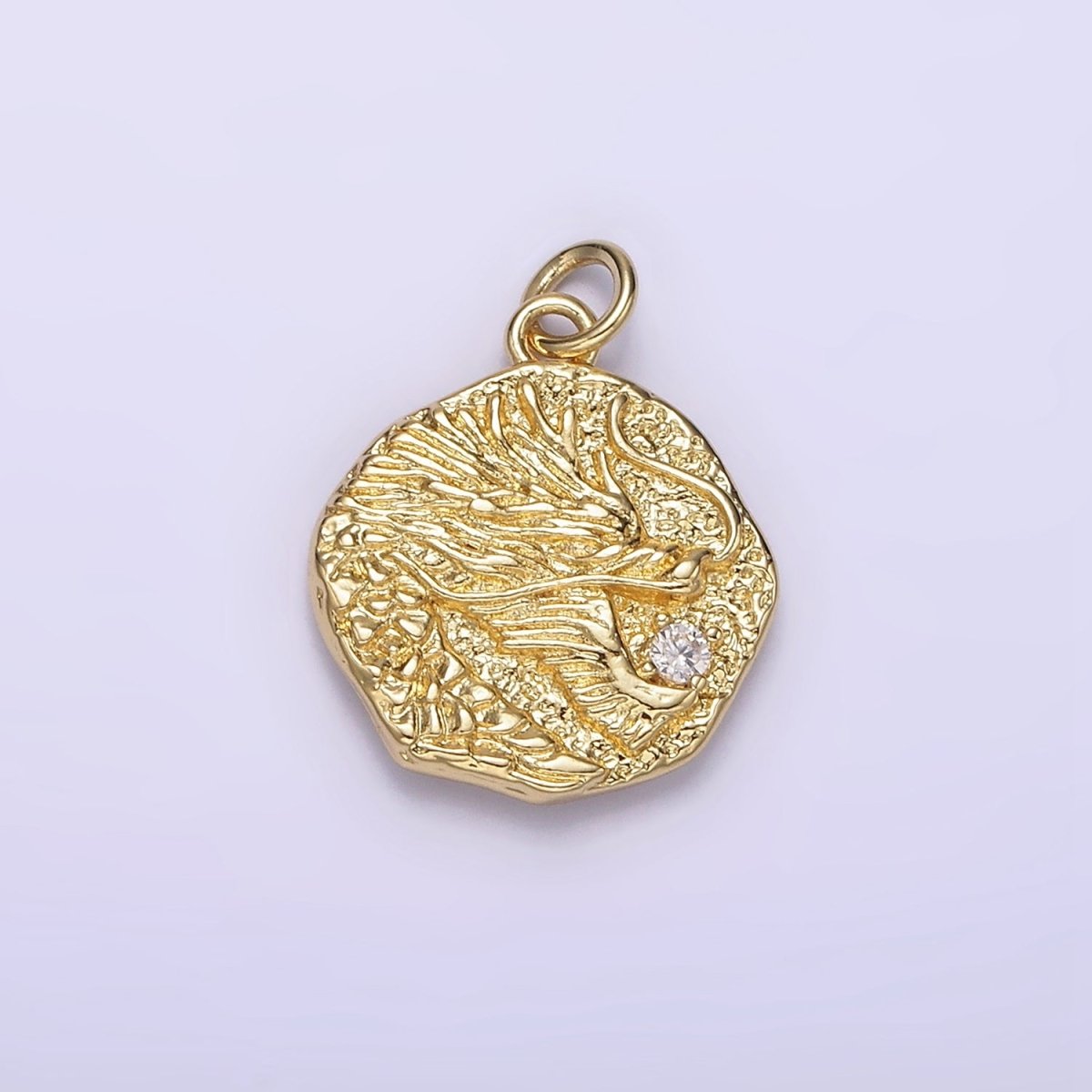 14K Gold Filled Dragon "龍" Traditional Chinese Script Double Sided Hammered Charm | AG276
