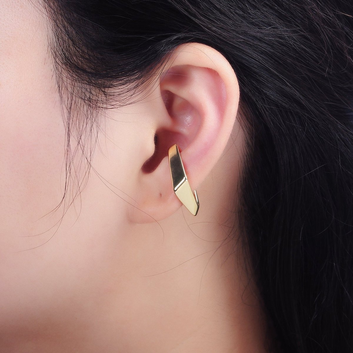 14K Gold Filled Edged Rhombus Geometric Modern Statement Ear Cuff Earrings (1 piece)| AI154