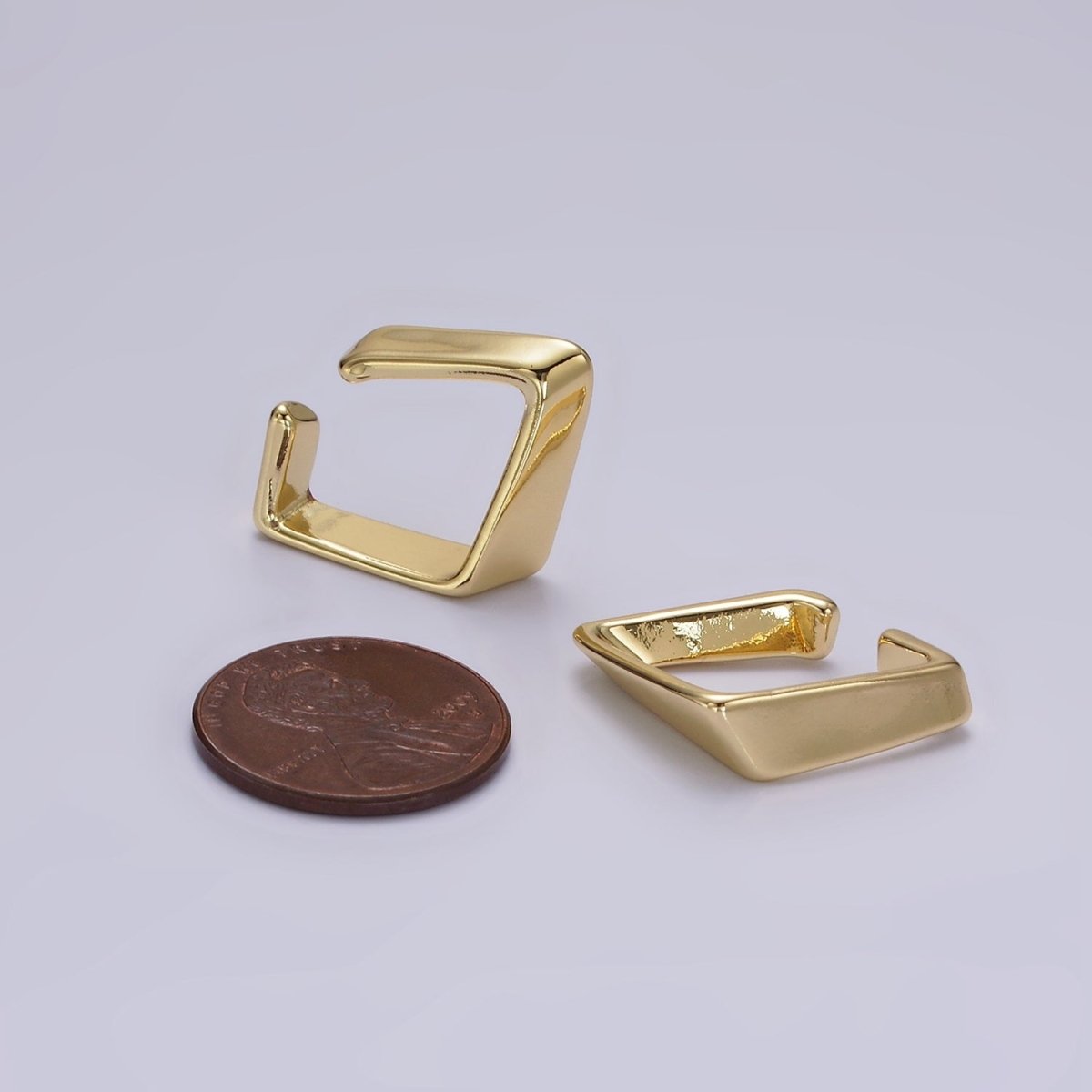 14K Gold Filled Edged Rhombus Geometric Modern Statement Ear Cuff Earrings (1 piece)| AI154