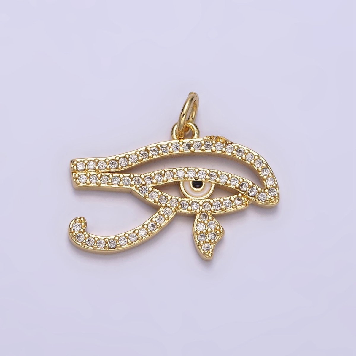 14K Gold Filled Egyptian Evil Eye Micro Paved CZ Charm | AC1414