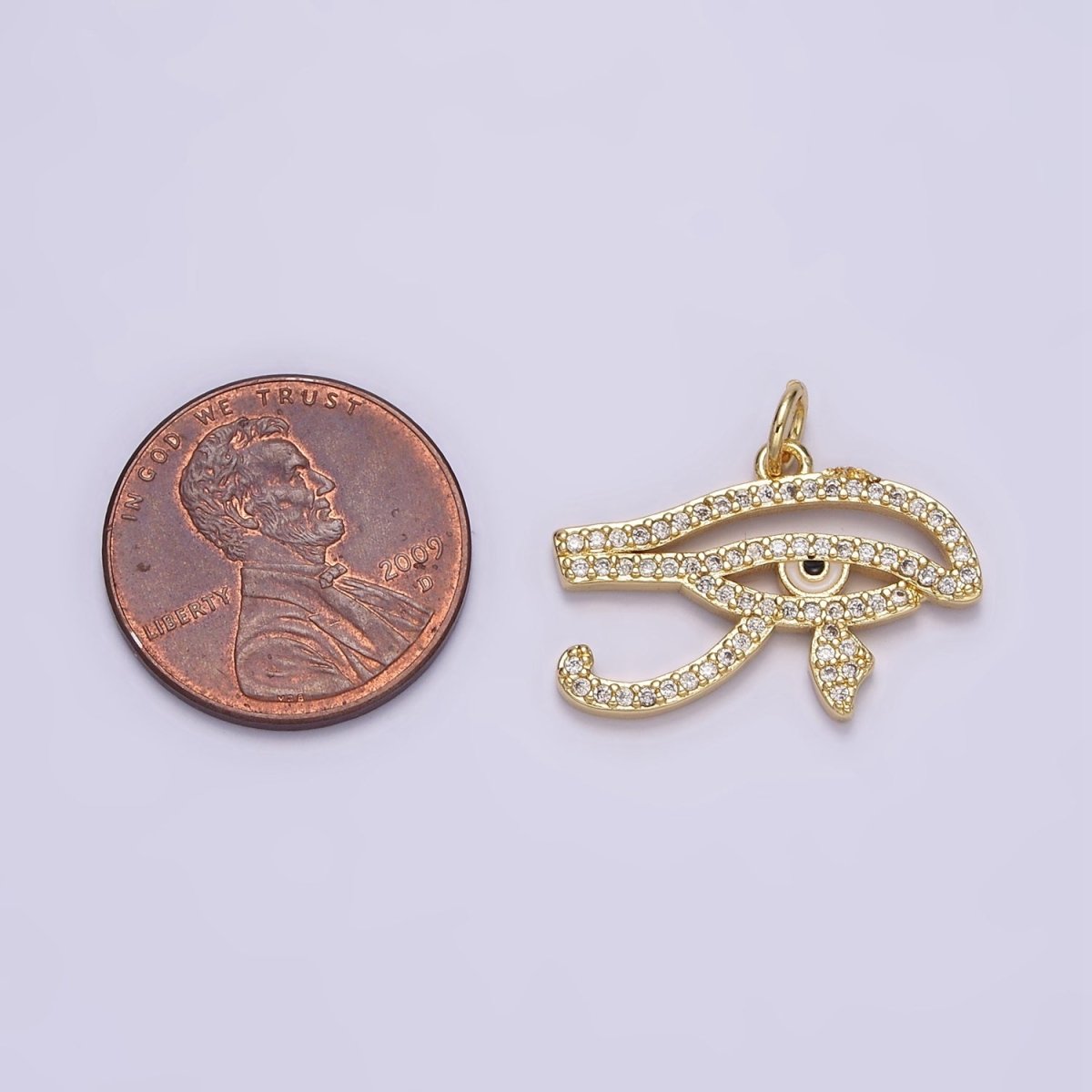 14K Gold Filled Egyptian Evil Eye Micro Paved CZ Charm | AC1414