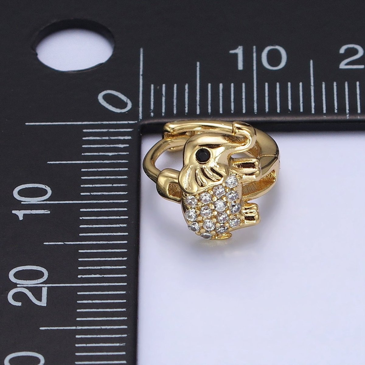 14K Gold Filled Elephant Micro Paved CZ Cartilage Huggie Earrings | AD1383