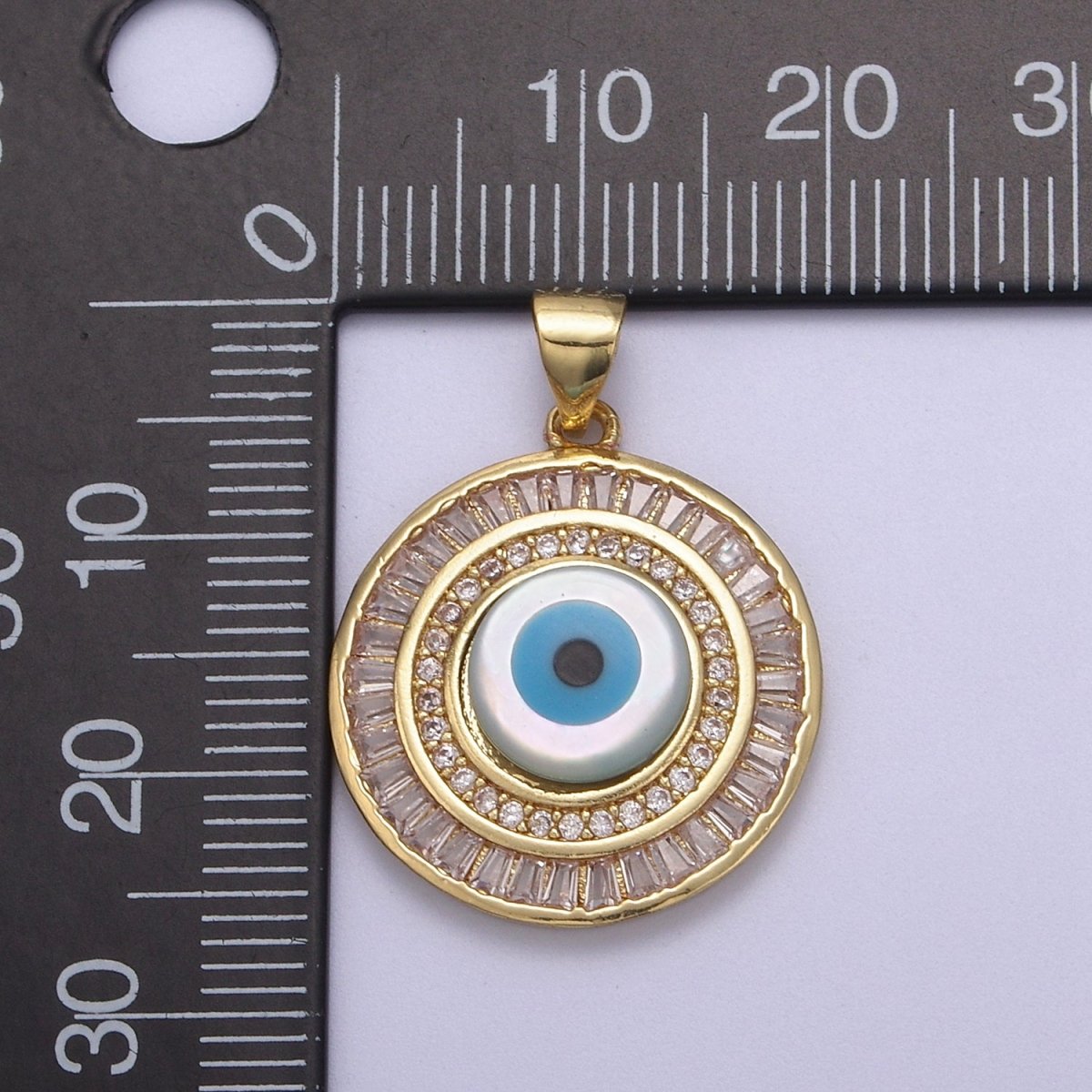 14k Gold Filled Evil Eye Charm Micro Pave Evil Eye Pendant For Talisman Amulet Jewelry Making Dangle Jewelry H-780