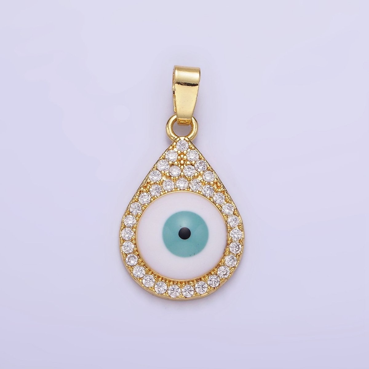 14K Gold Filled Evil Eye Micro Paved CZ Teardrop Pendant | AA1173