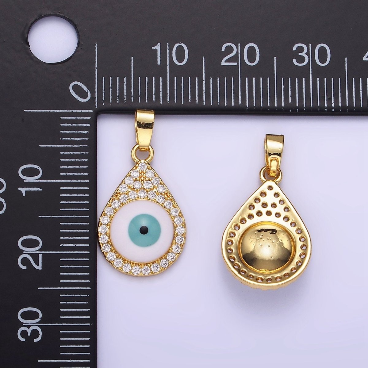 14K Gold Filled Evil Eye Micro Paved CZ Teardrop Pendant | AA1173
