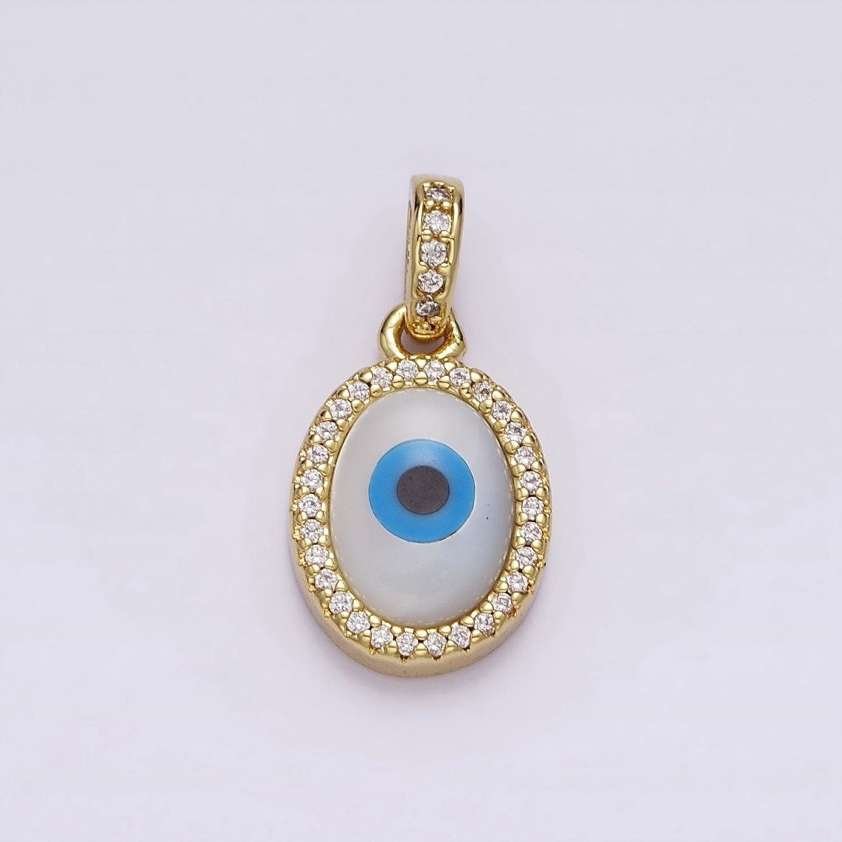 14K Gold Filled Evil Eye Oval Micro Paved CZ Bail Pendant | AA550