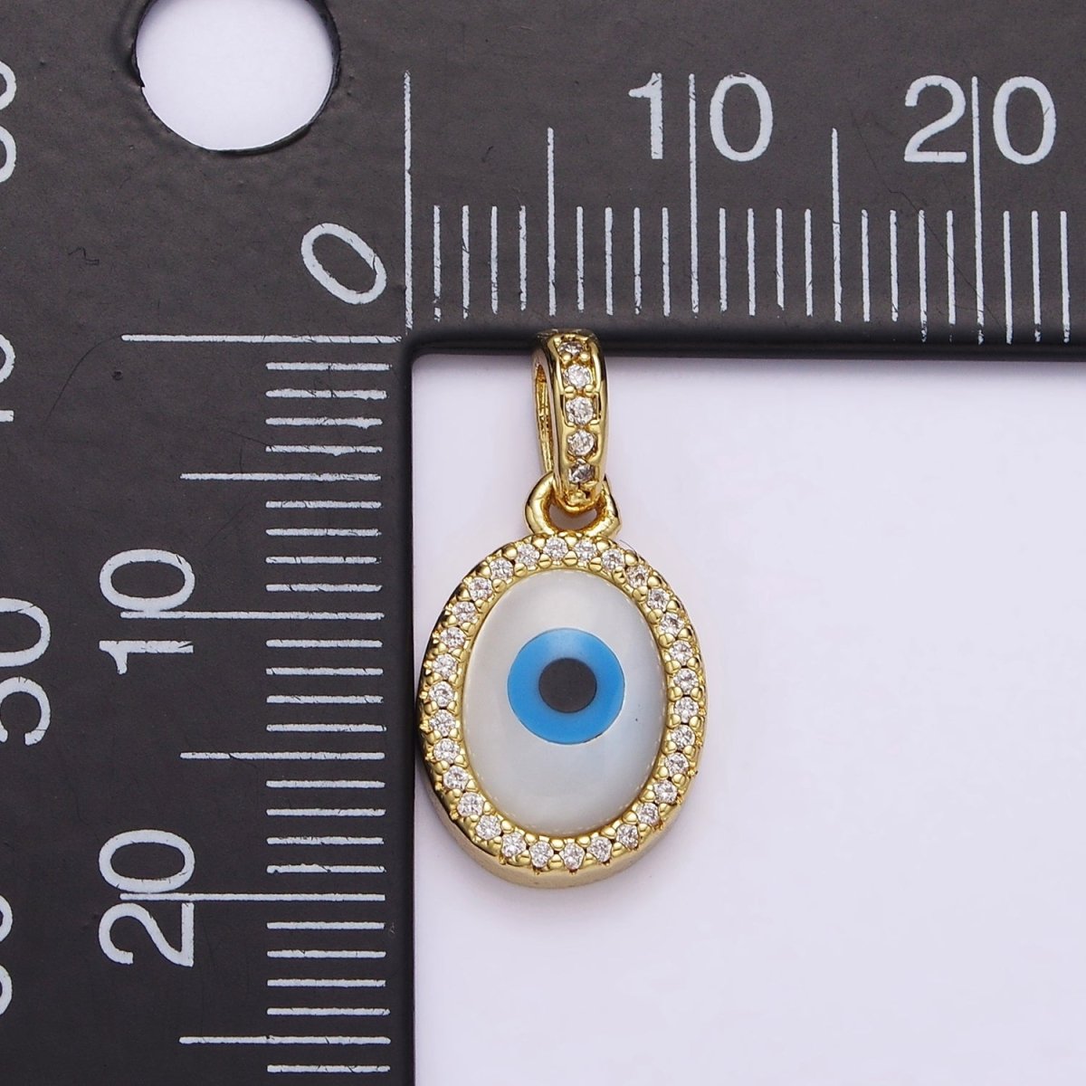14K Gold Filled Evil Eye Oval Micro Paved CZ Bail Pendant | AA550