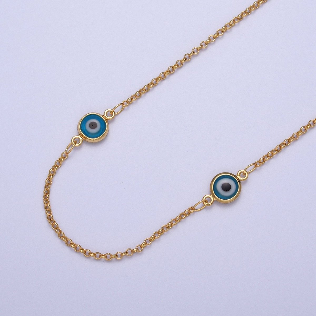 14k Gold Filled Evil Eye Satellite Chain by Yard Enamel Evil Eye Beaded Satellite Chain Jewelry Making Supply Amulet Body Jewelry Component | ROLL-1211 Clearance Pricing