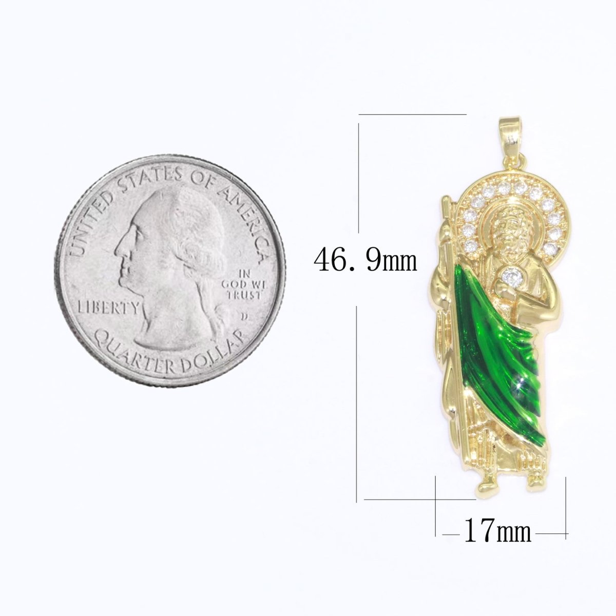 14K Gold Filled Figure San Judas Charm Saint Jude Pendant Hope Saint Pendant N-1332
