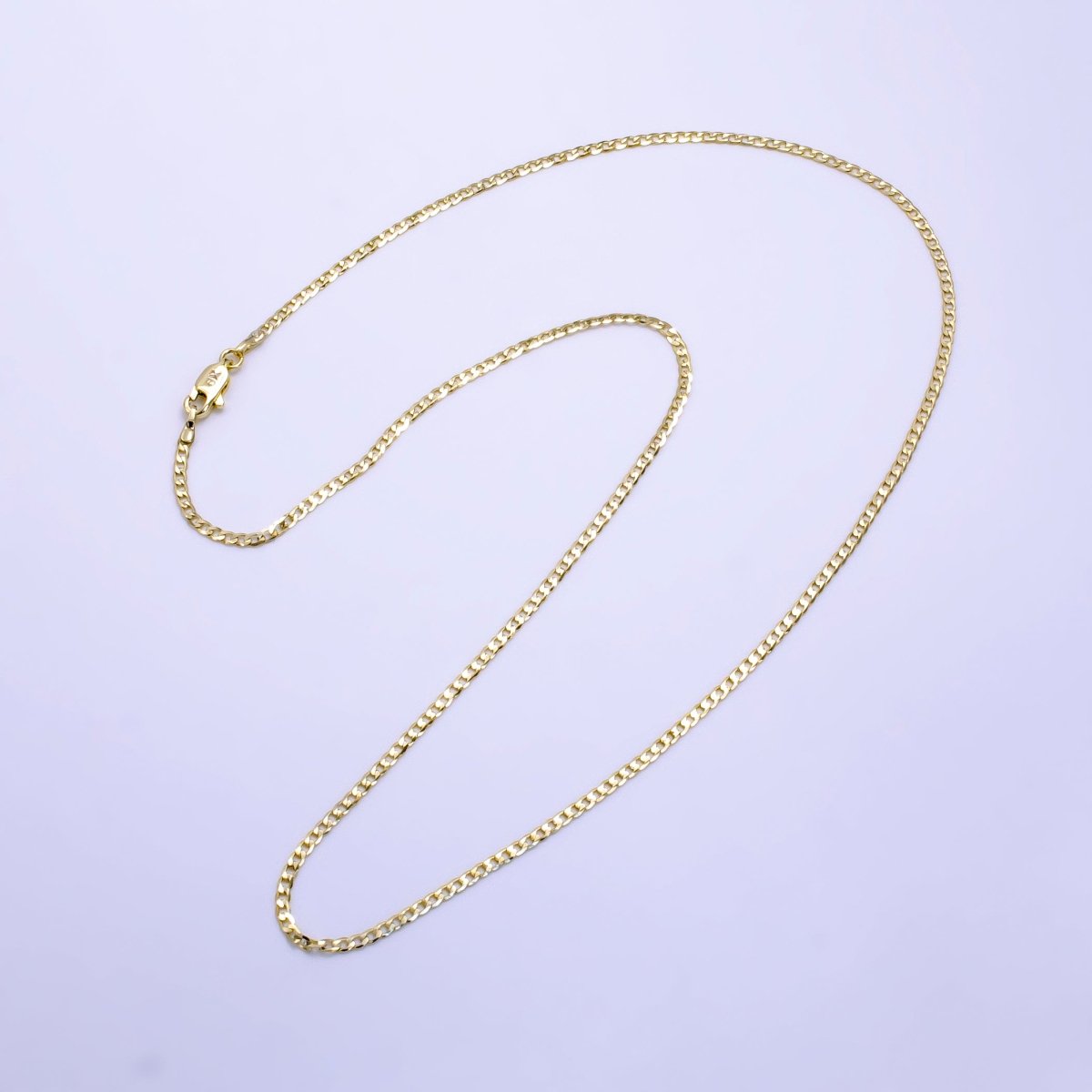 14K Gold Filled Flat Curb Link 1.7mm 18 Inch / 19.6 Inch Layering Chain Necklace | WA-2320 Clearance Pricing