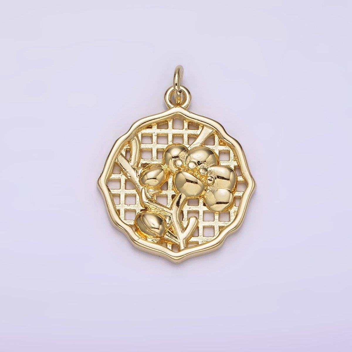 14K Gold Filled Flower Nature Rattan Charm | AG232