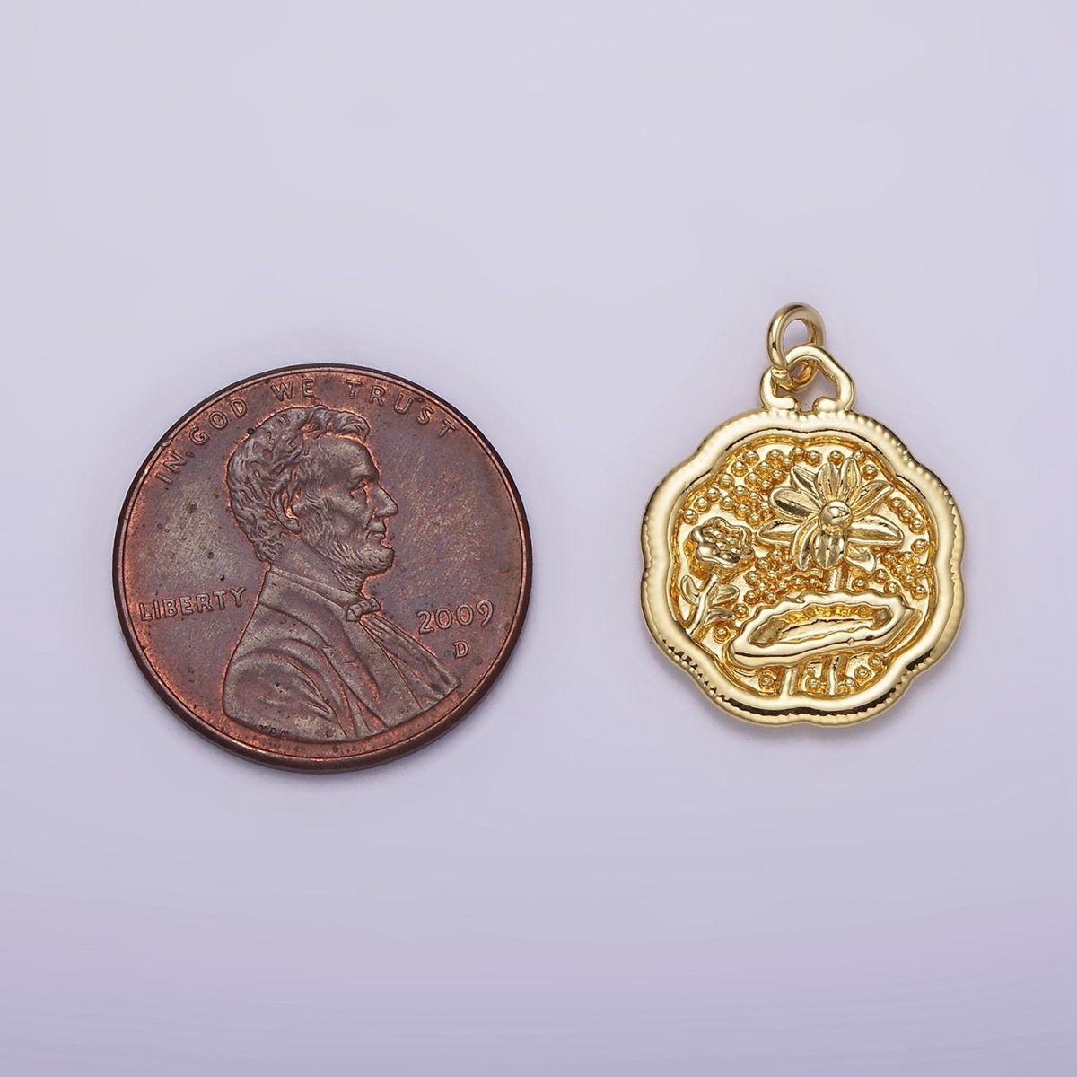 14K Gold Filled Flower Oasis Nature Beaded Charm | AG275