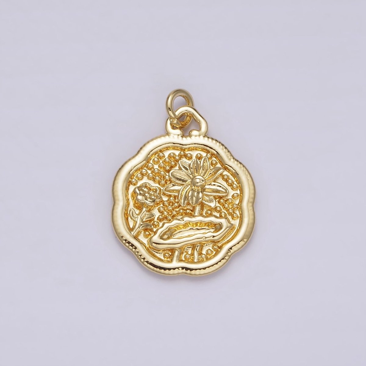 14K Gold Filled Flower Oasis Nature Beaded Charm | AG275