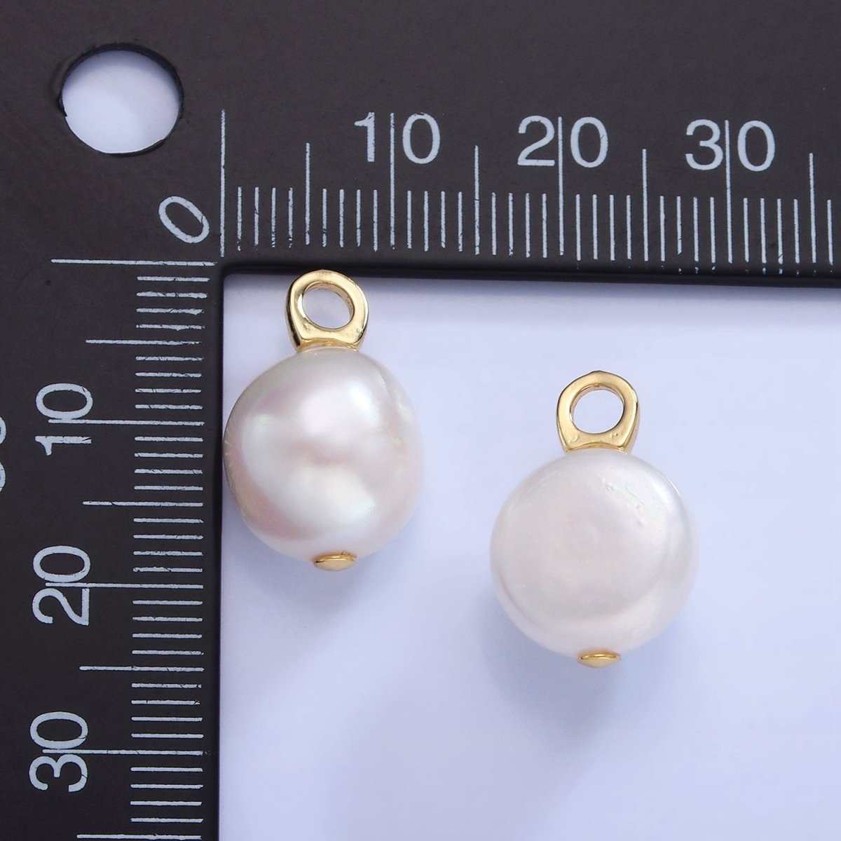 14K Gold Filled Freshwater Pearl Button Drop Pendant | P1715