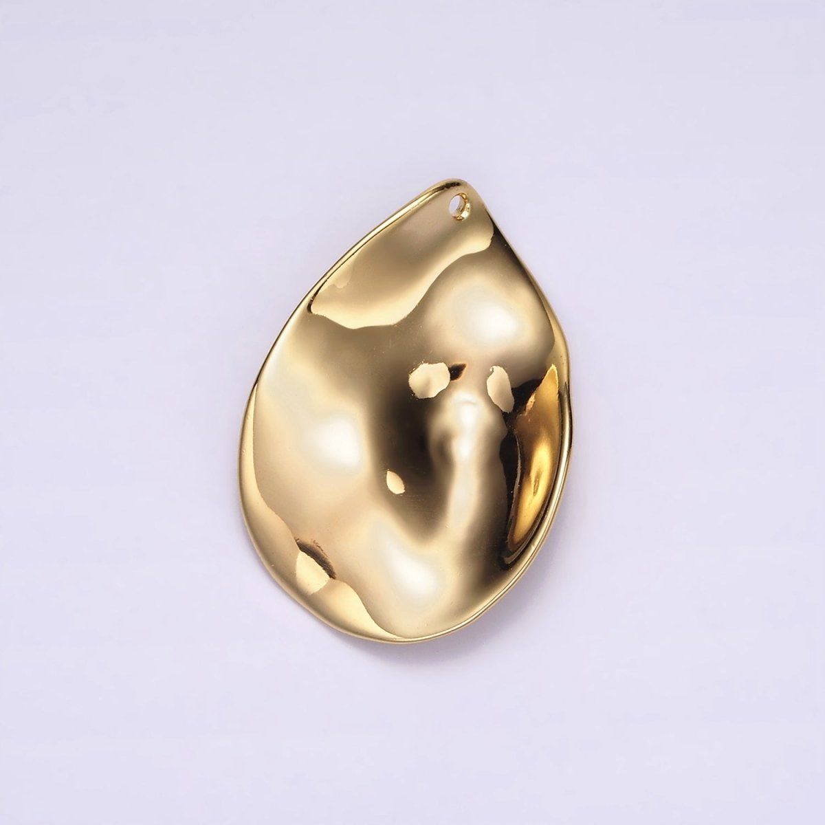 14K Gold Filled Geometric Hammered Teardrop Minimalist Charm | AC869