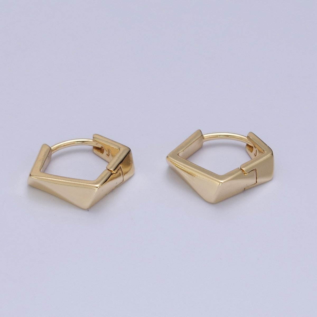 14K Gold Filled Geometric Hexagon Huggie Hoop Earrings P-374