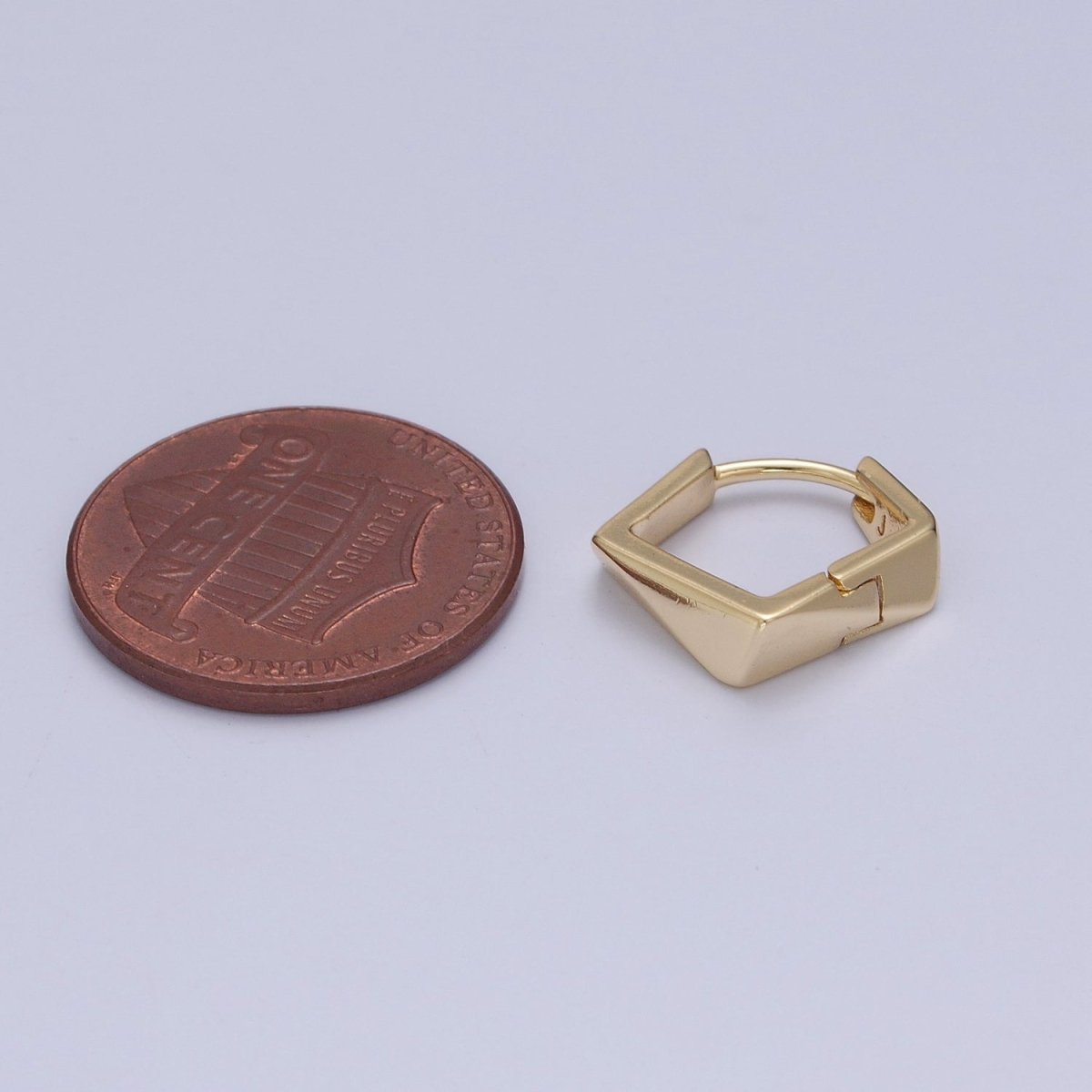 14K Gold Filled Geometric Hexagon Huggie Hoop Earrings P-374