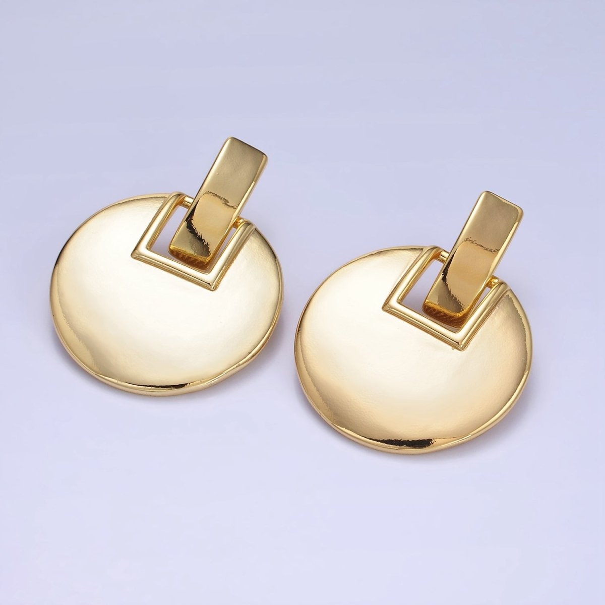 14K Gold Filled Geometric Round Bar Drop Stud Earrings | P462