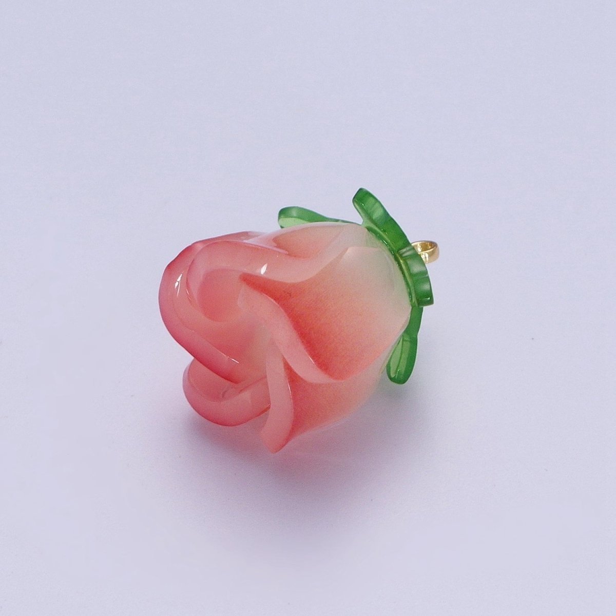 14K Gold Filled Glass Flower Tulip Rose Resin Charm Supply For DIY Summer Jewelry Making | X-736 X-737 X-738 X-739