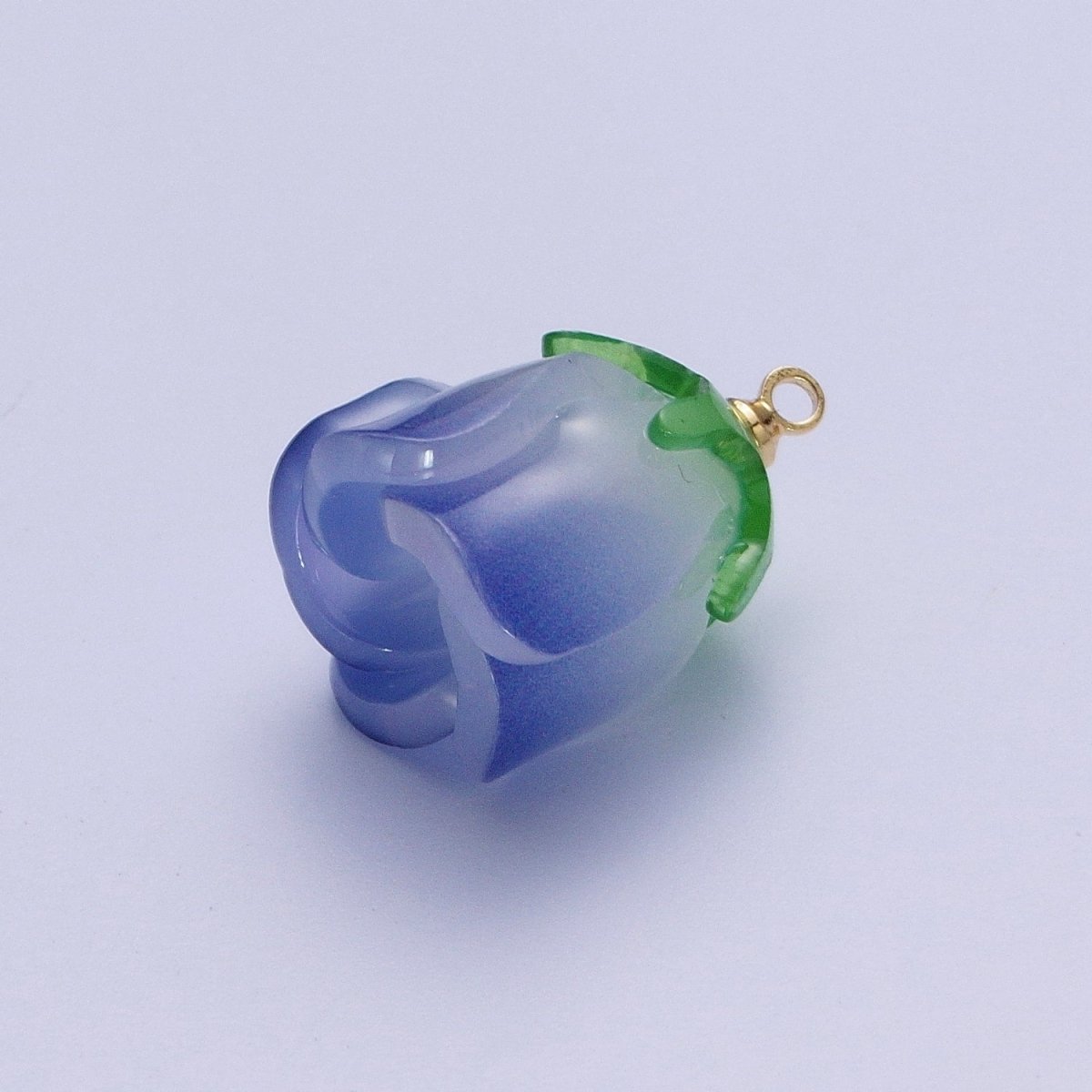 14K Gold Filled Glass Flower Tulip Rose Resin Charm Supply For DIY Summer Jewelry Making | X-736 X-737 X-738 X-739